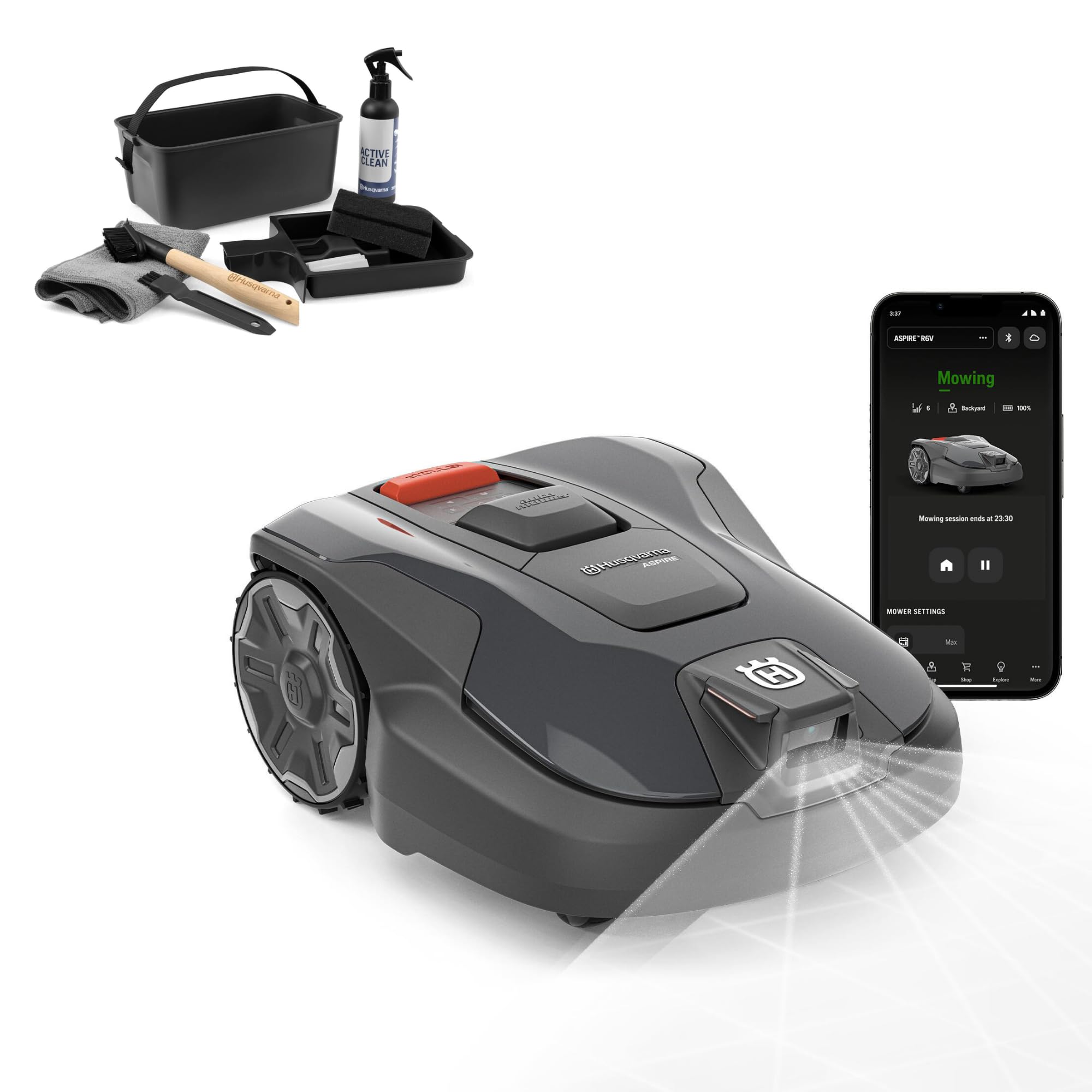 Husqvarna Mähroboter Automower Aspire R6V – AI Vision, GPS-Navigation, App-Steuerung, Virtuelle Zonen