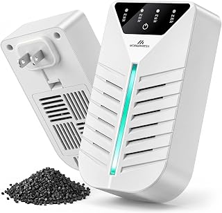 Cat Litter Deodorizer with Activated Charcoal, Air Ionizers for Home, Plug In Negative Ion Generator for Small Spaces, Bathroom, Office & Kitchen, Pet Odor Eliminator for Smoke, Dust and Pet Odors