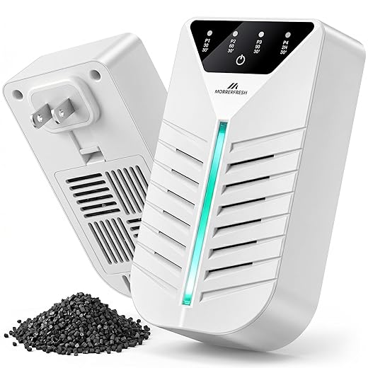 Air Ionizers for Home with Activated Charcoal, Cat Litter Deodorizer, Plug In Negative Ion Generator for Small Spaces, Bathroom, Office & Kitchen, Pet Odor Eliminator for Smoke, Dust