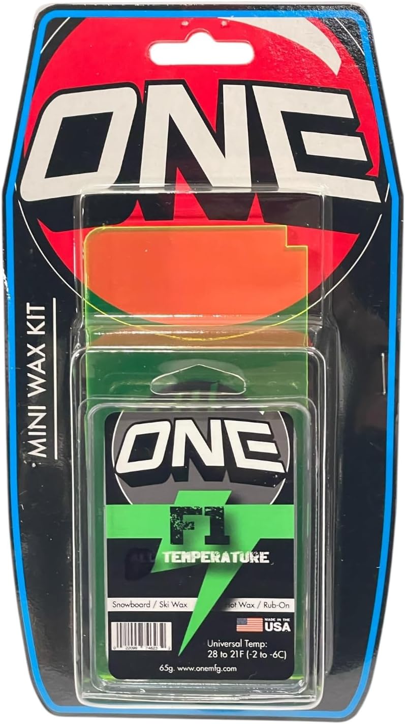 One Mfg Mini Tune kit -Snowboard/Ski Features 65g F1 Universal Conditions Speed Wax Universal Hot Wax/Rub-on formula. 6" Scraper, sharp and acrylic. Tuning instructions on card