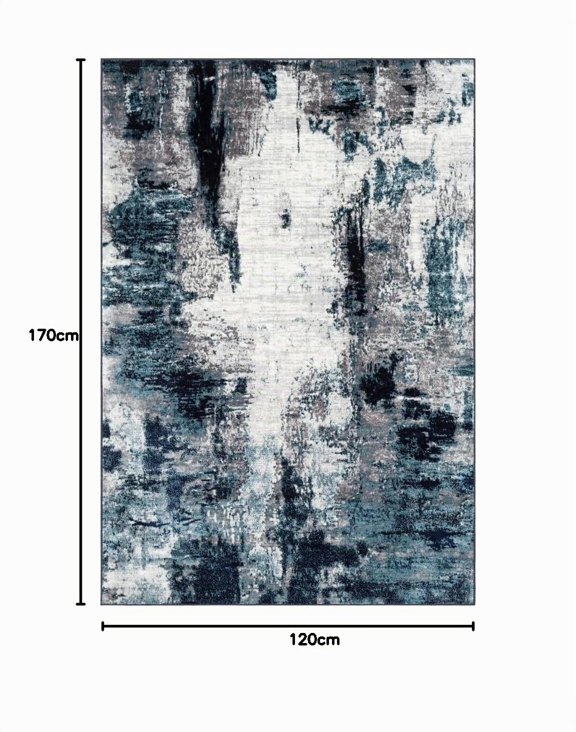Livabliss Giulia Astratto Rectangle Tappeto | Azzurro cielo, Azzurro inchiostro, Carbone | 120x170cm | Soggiorno e Camera da Letto | Tessuto a Macchina Poliestere