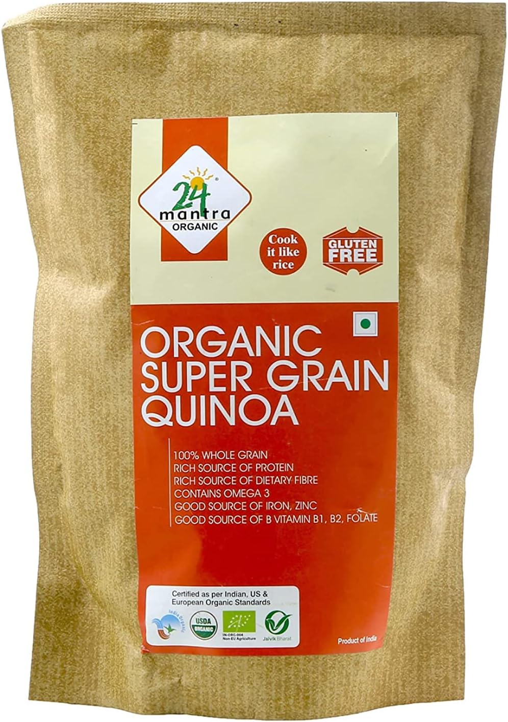 24 Mantra Organic Quinoa - 500gms | Pack of 1 | 100% Organic | Chemical Free & Pesticides Free | Unadulterated