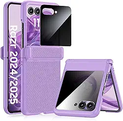 Capa para Motorola Razr 2025, capa protetora de tela de privacidade integrada com proteção contra quedas militar fina à prova de choque para Motorola Razr 2025/2024 (roxa)
