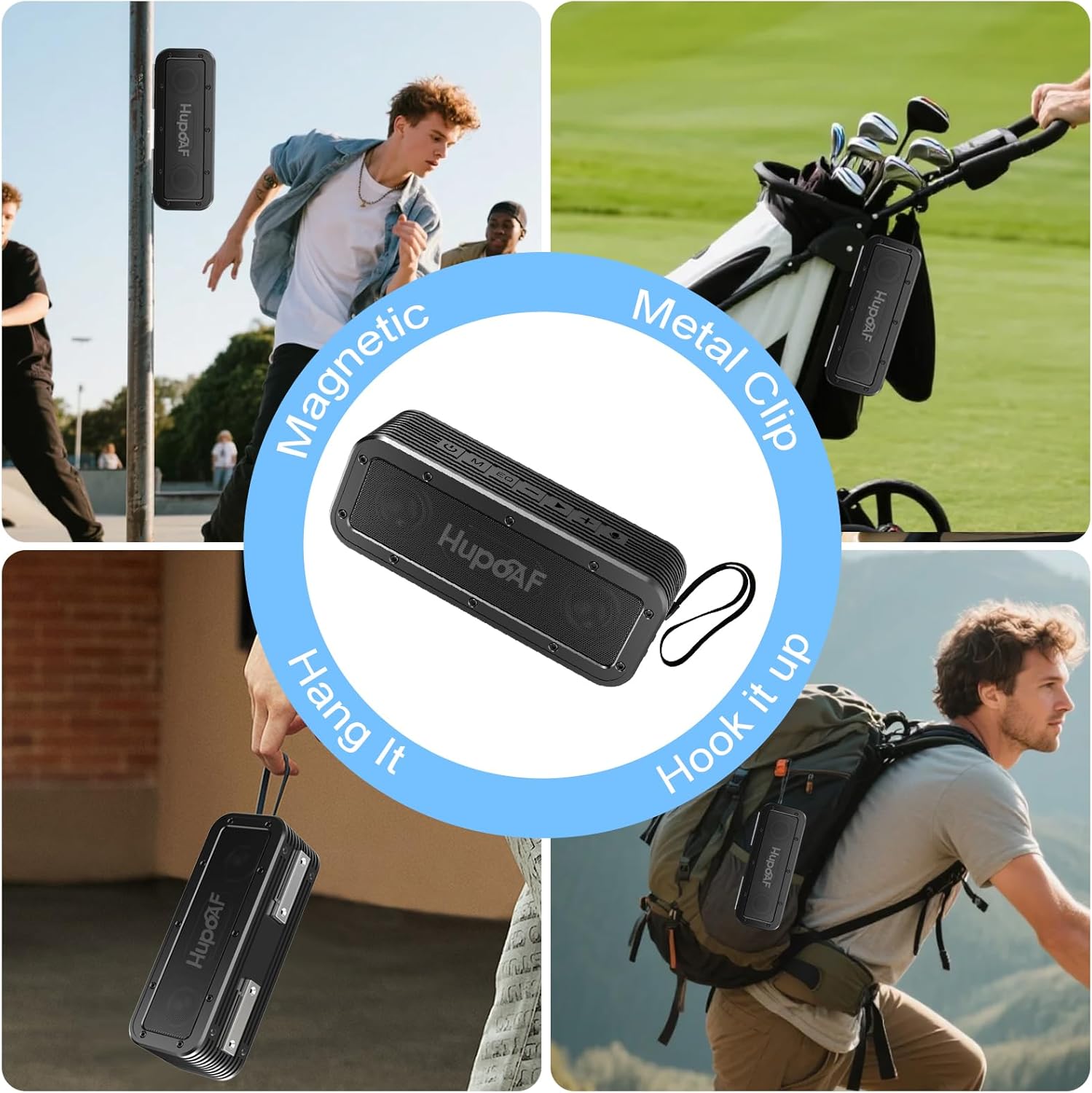 Portable Bluetooth Golf Speaker, 50W Strong Magnetic Bluetooth Speaker Wireless, 6600mAh Loud Stereo Sound, 30Hrs Dual Pairing for Golf Cart, IPX7 Waterproof, SD Card for Camping/Home/Outdoor - Image 7