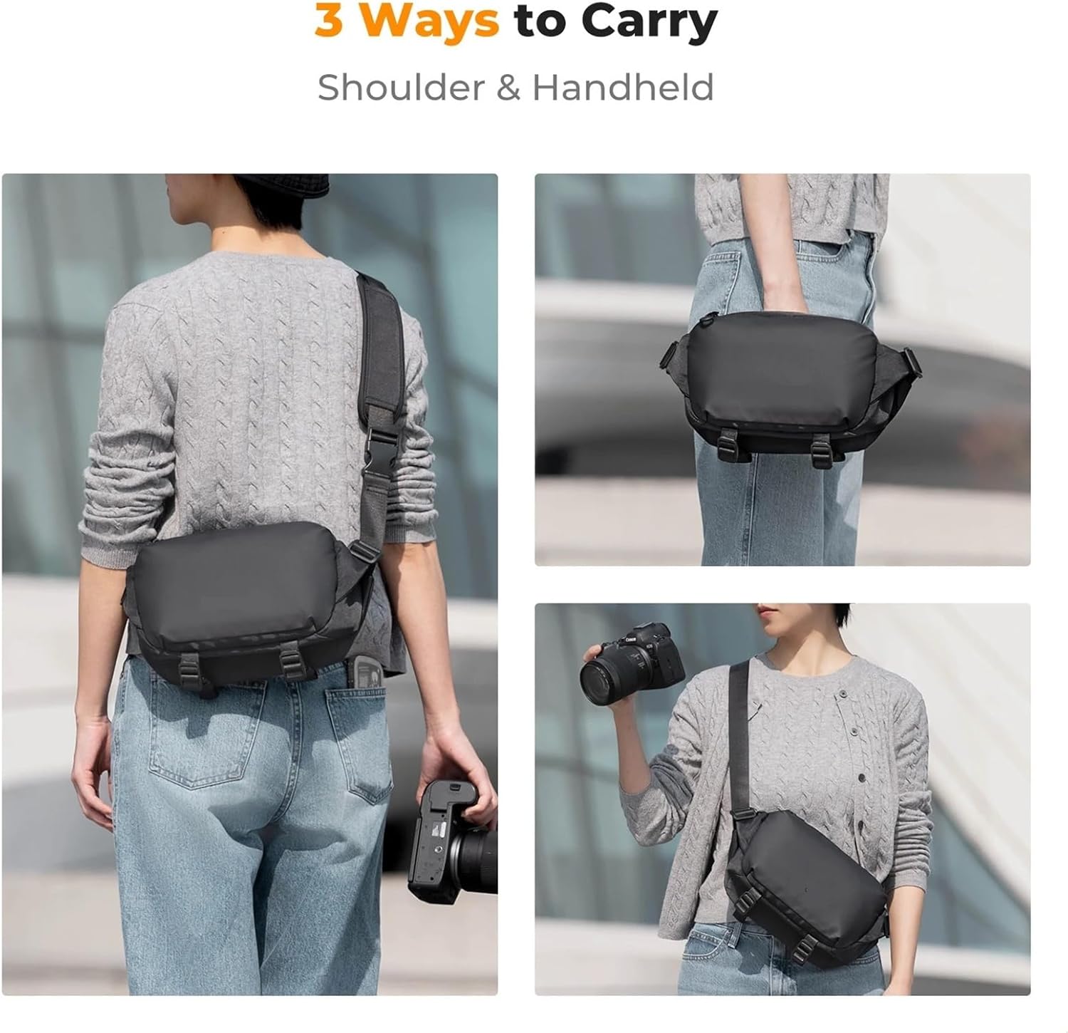 Compatible for Canon Sony 4L Camera Sling Bag Lightweight Travel Photography Shoulder Bag Camera Case with Tripod Holder