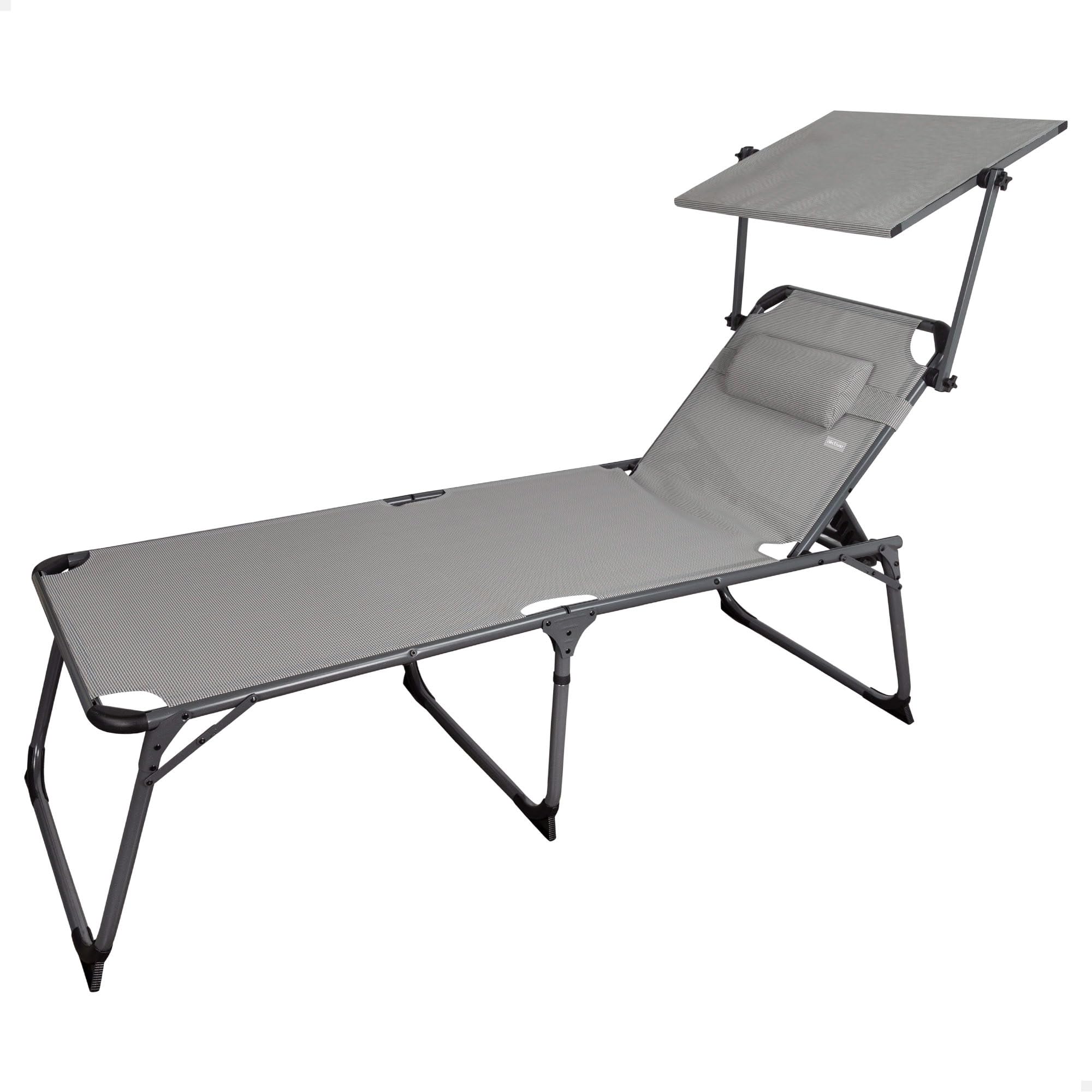 Aktive 62613 Tumbona plegable multiposición con parasol 193x67x85 cm Camping, Gris
