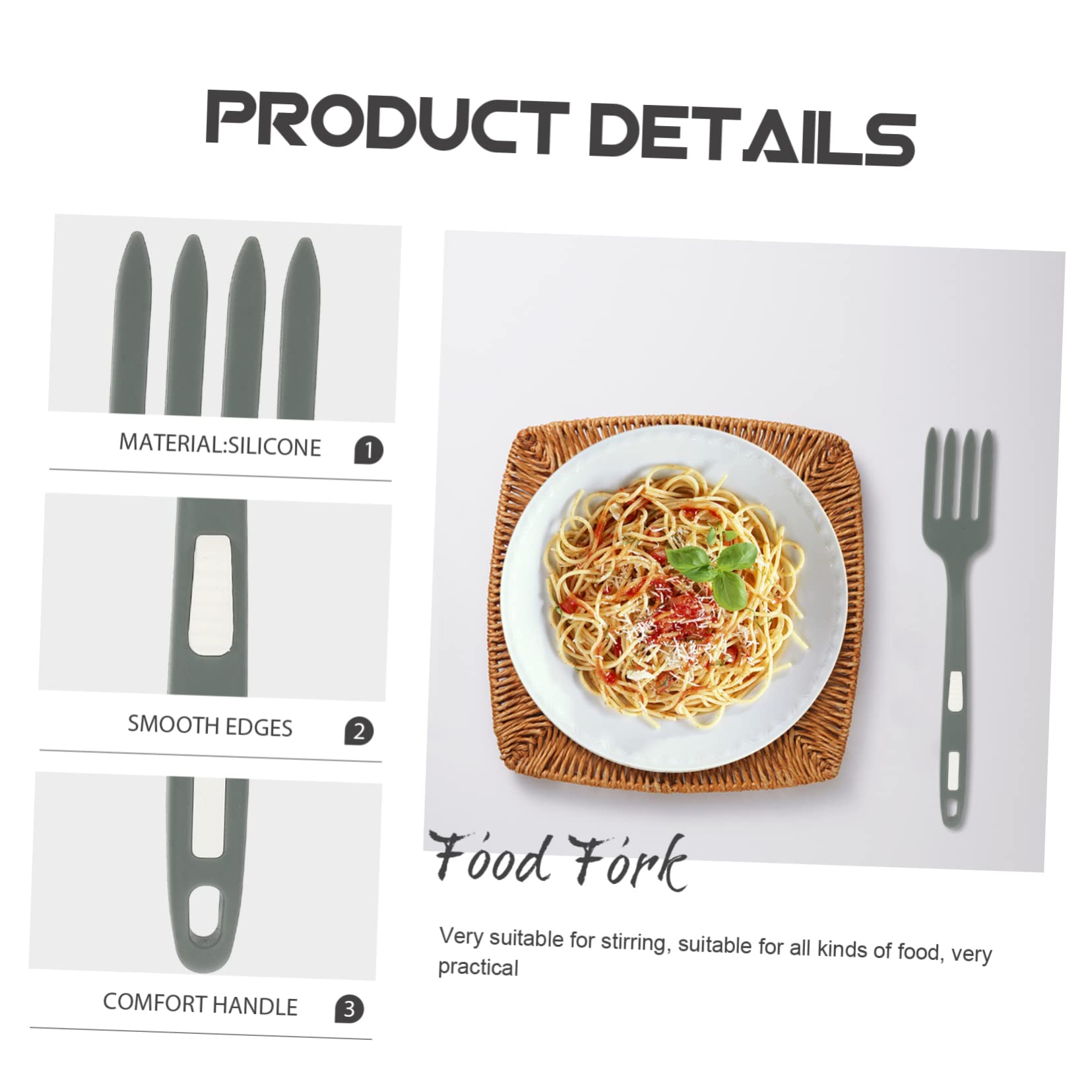 ABOOFAN Forchetta Da Cucina in Silicone Riutilizzabile Grande, Forchetta Per Pasta Ergonomica Lavabile, Utensile Pratico Per Mescolare Insalata e Cucinare, Adatta a Casa, Ristorante e Campeggio