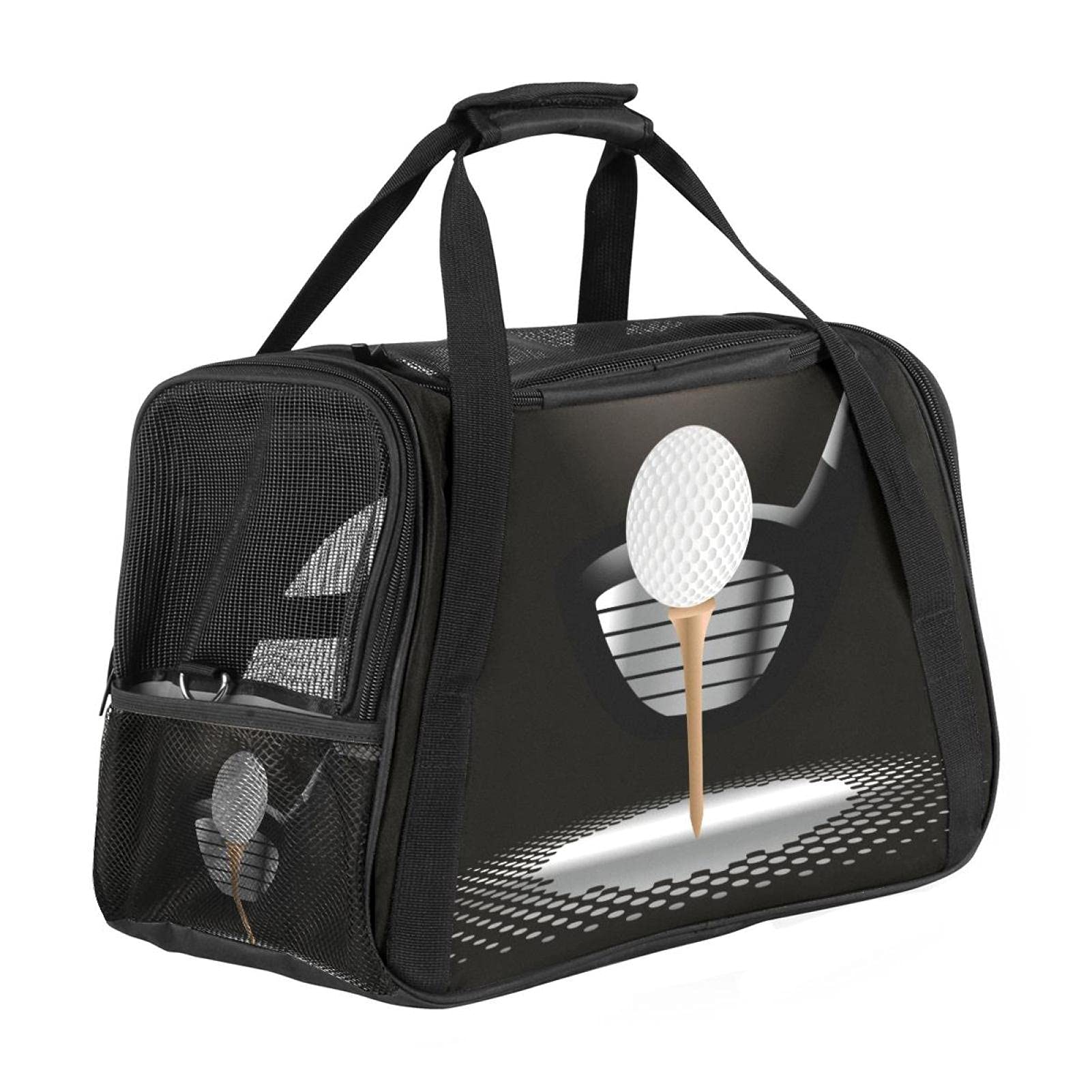 Tragetasche für Haustiere, Golfball auf Tee mit Schläger im Rampenlicht, weiche Seiten, Haustier-Tragetasche, für Katzen, Hunde, Welpen, bequem, tragbar, faltbar, für Fluggesellschaften zugelassen