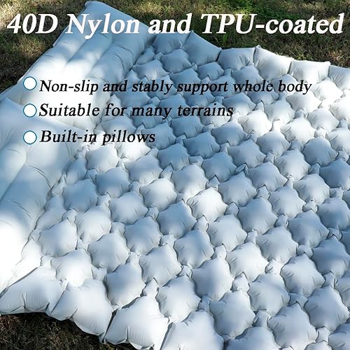 Miniatura 7 de Colchoneta de dormir inflable con almohada, almohadilla de campamento con bomba de pie incorporada, almohadilla de colchón ligera para acampar en
