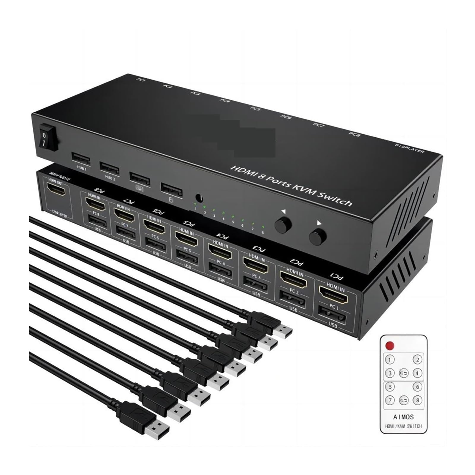 Przełącznik KVM USB, 8-wejściowy, 1-wyjściowy przełącznik obsługujący 4K30Hz