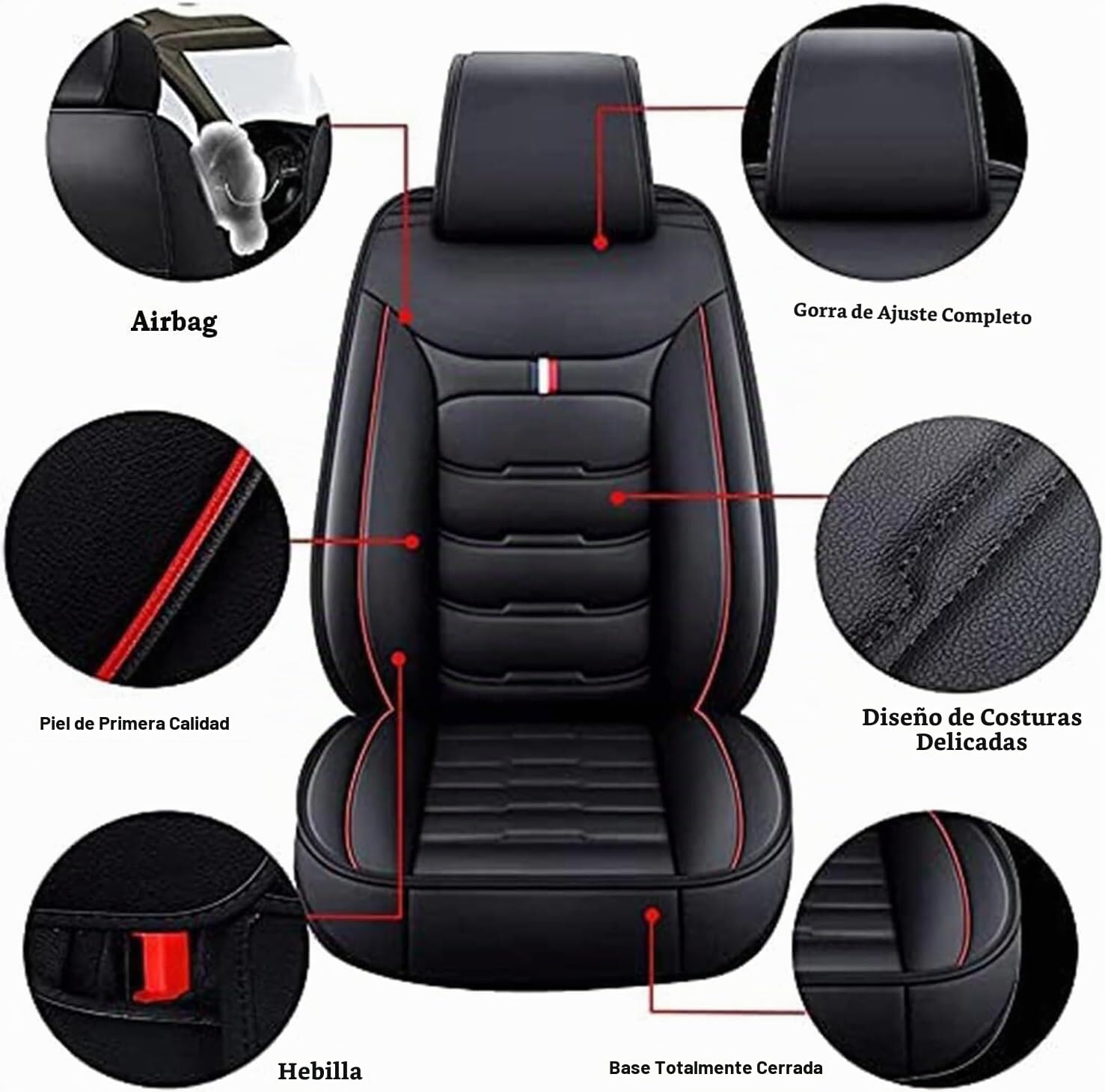 Fundas Asientos Coche, para Toyota Hilux 2018-2023 2024 2025, Juegos de Cubreasientos Cuero Impermeables Coche Fundas Asientos Interior Accesorios(C(Black Red))