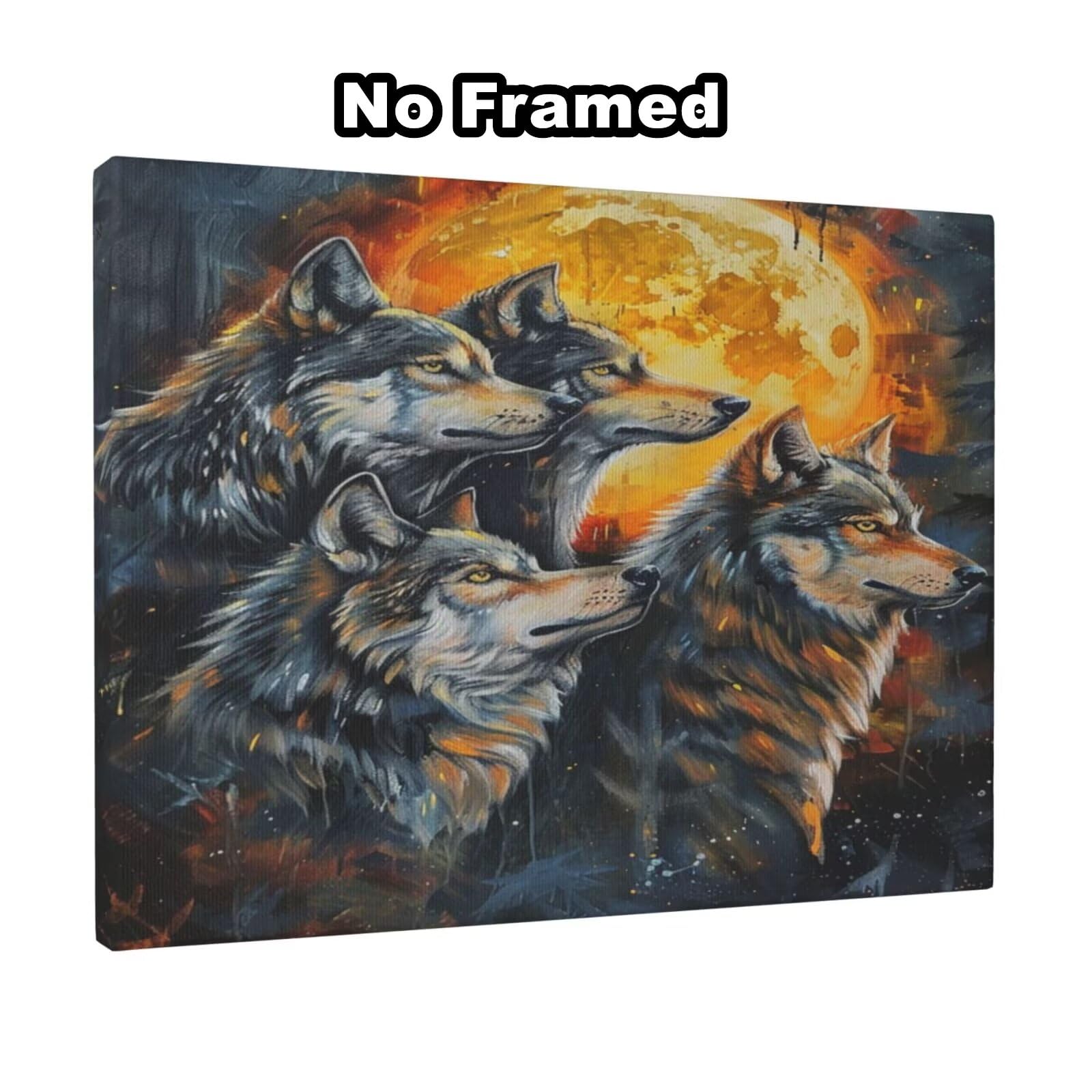 Malen nach Zahlen MK240 Malen-nach-Zahlen-Set für Erwachsene, Motiv: Wolf, Mond, Malen nach Zahlen für Anfänger, Acryl-Peinture a Numero mit 6 Pinseln, DIY-Ölgemälde, Kunst-Bastelsets für