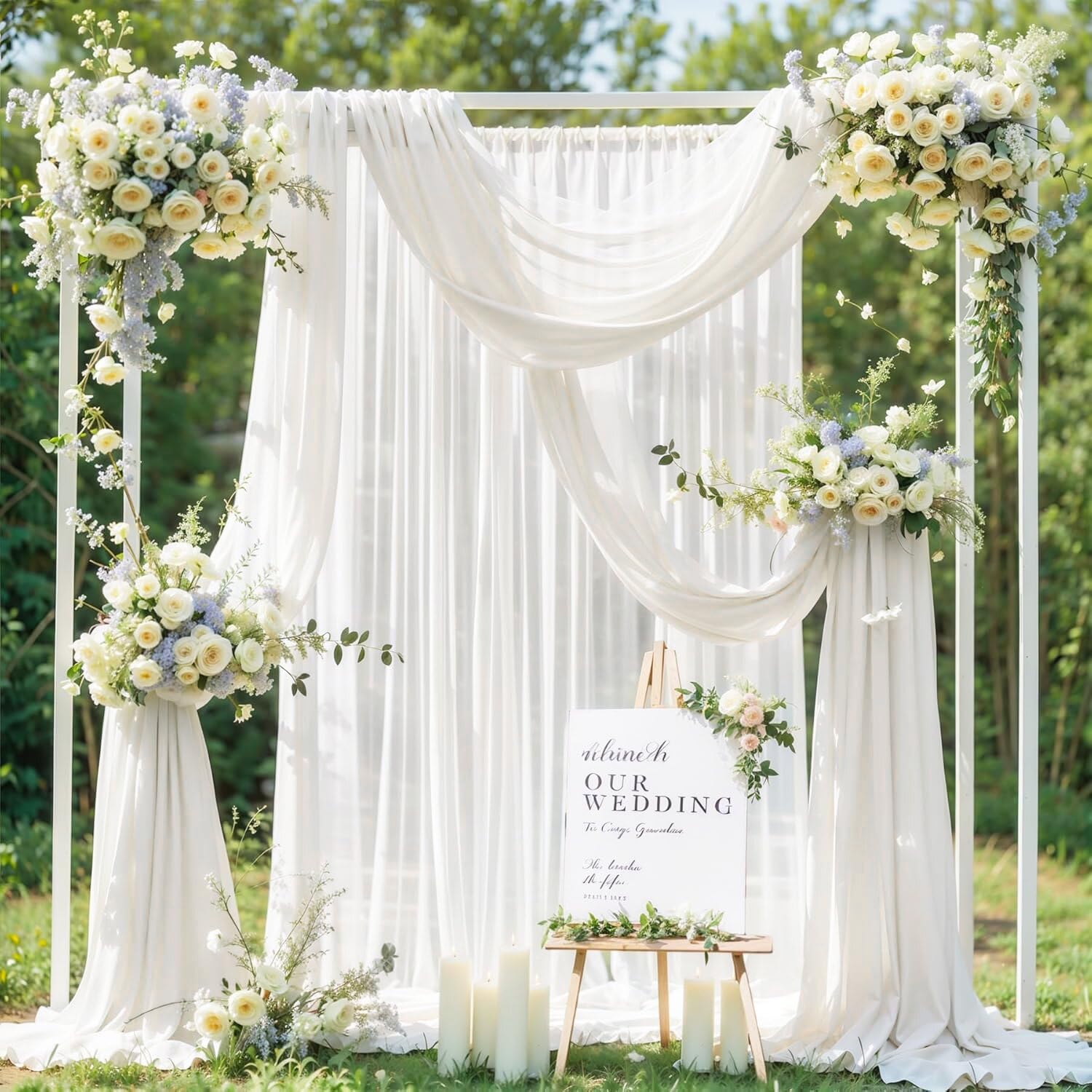 Tenture Mariage Voilage Blanc Arche 75cmx8m Tulle Organza Drapé Décoration Cérémonie
