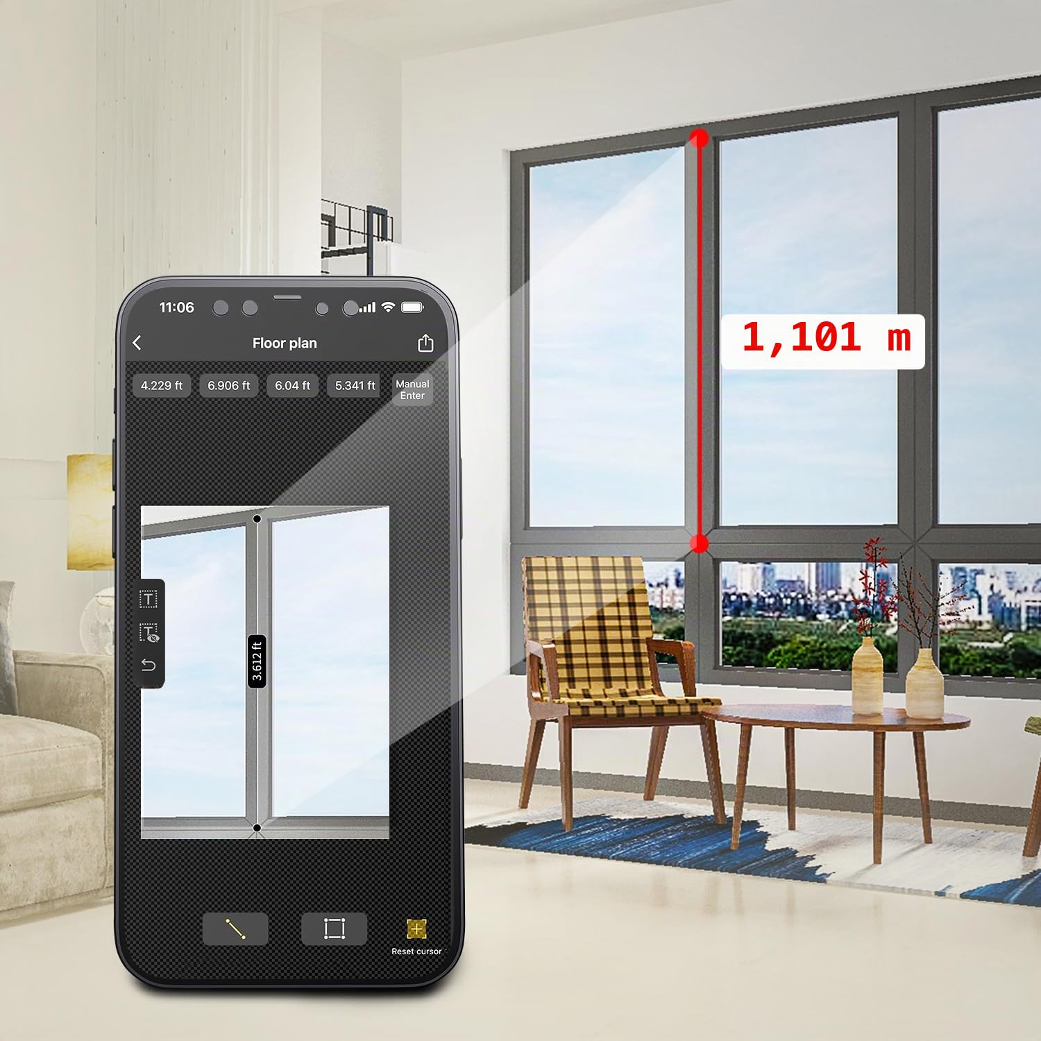 ACEGMET Télémètre Laser, Outil de Mesure Laser avec 2 Niveaux à Bulle, Écran LCD Rétroéclairé, Étanche IP54, Mode Pythagore pour Distance, Surface et Volume