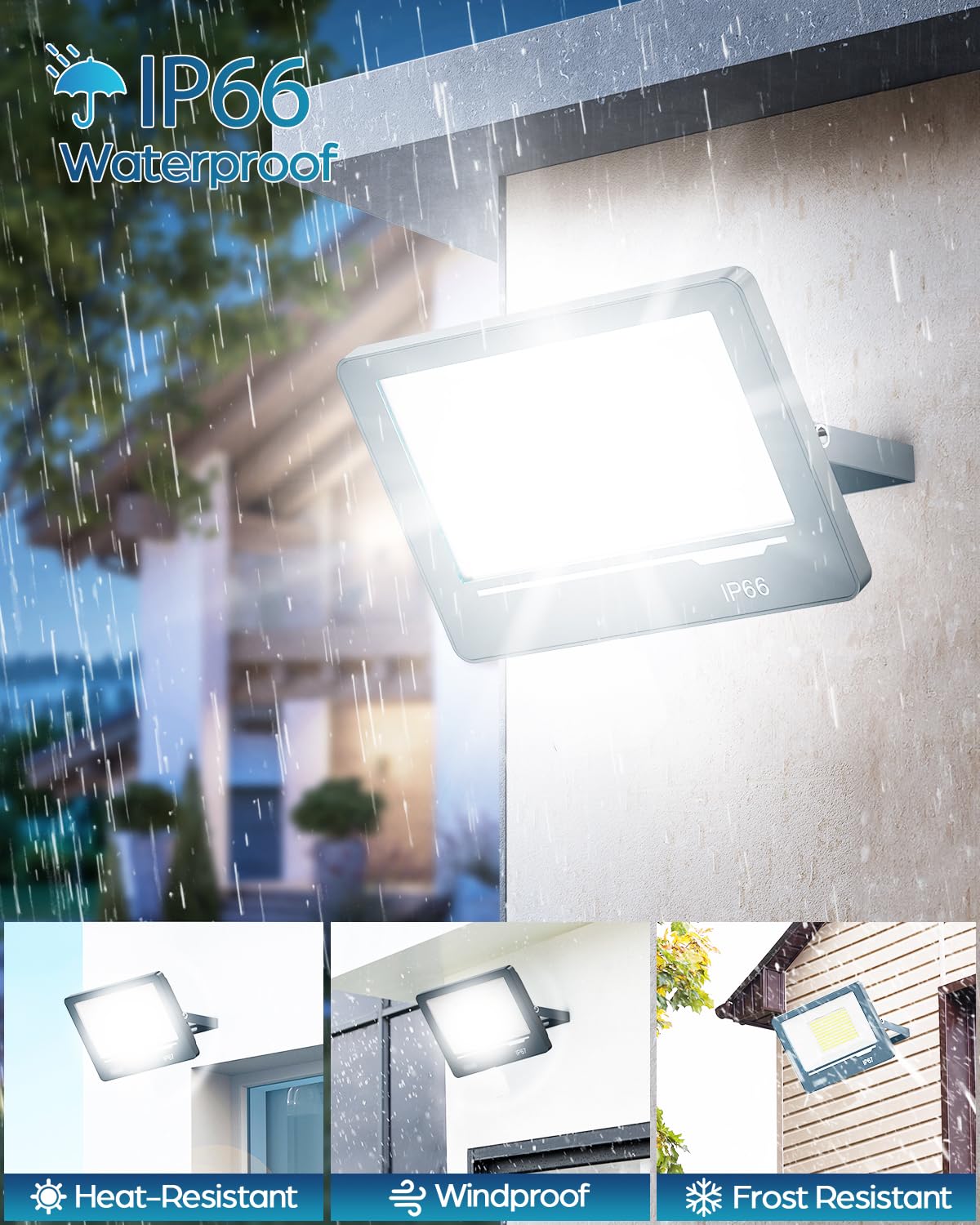 Faretto Fari Faro a LED da Esterno 200W 20000LM - IP66 Impermeabile 6500K Luce Fredda Faretto LED Esterno per Giardino, Patio, Terrazza, Garage(2 Pezzi)