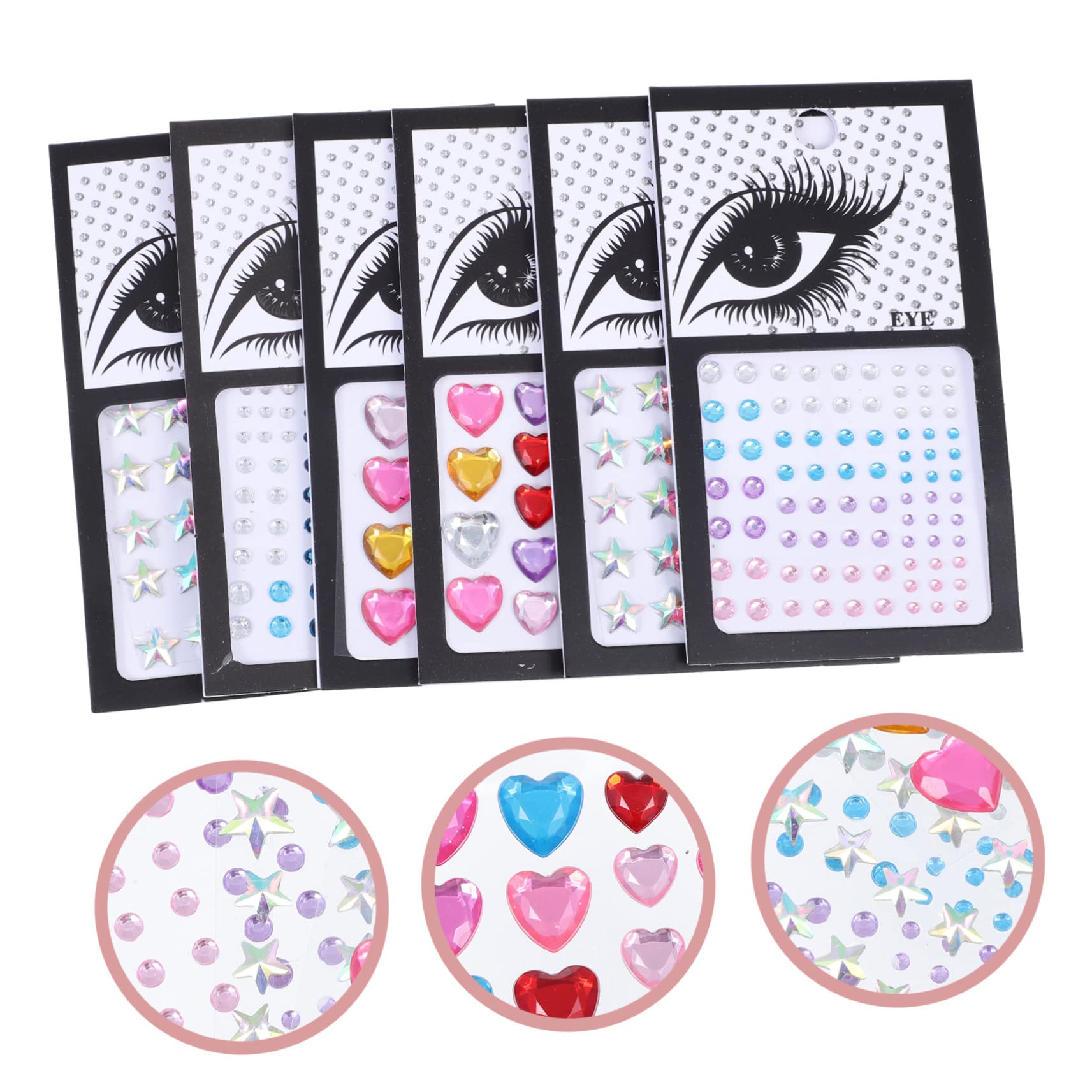 FRCOLOR 24fogli Adesivi Strass Per Viso Decorazioni Per Trucco Con Pietre Luccicanti Per Feste e Occasioni Speciali Sicuri e Riutilizzabili Facili Da Applicare