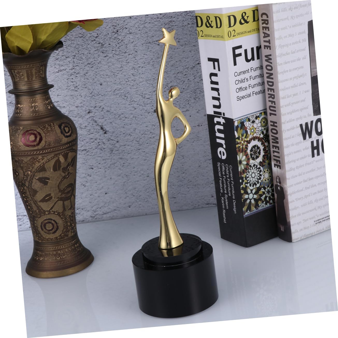 POPETPOP 1pc Metal Golden Award Trophy Gold Man Trophy for Boy Girl Parties Game Prizes and Celebrations for Competitions and Events