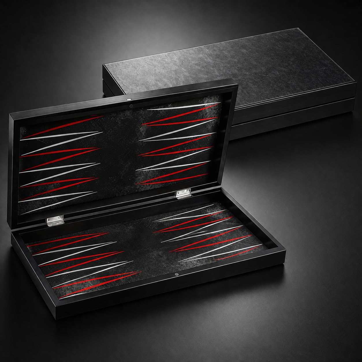 PrimoLiving Deluxe Backgammon en Bois Impérial Royal-Black XXL - 48 x 49 cm - Terrain de Jeu et Couvercle recouverts de Similicuir Fin