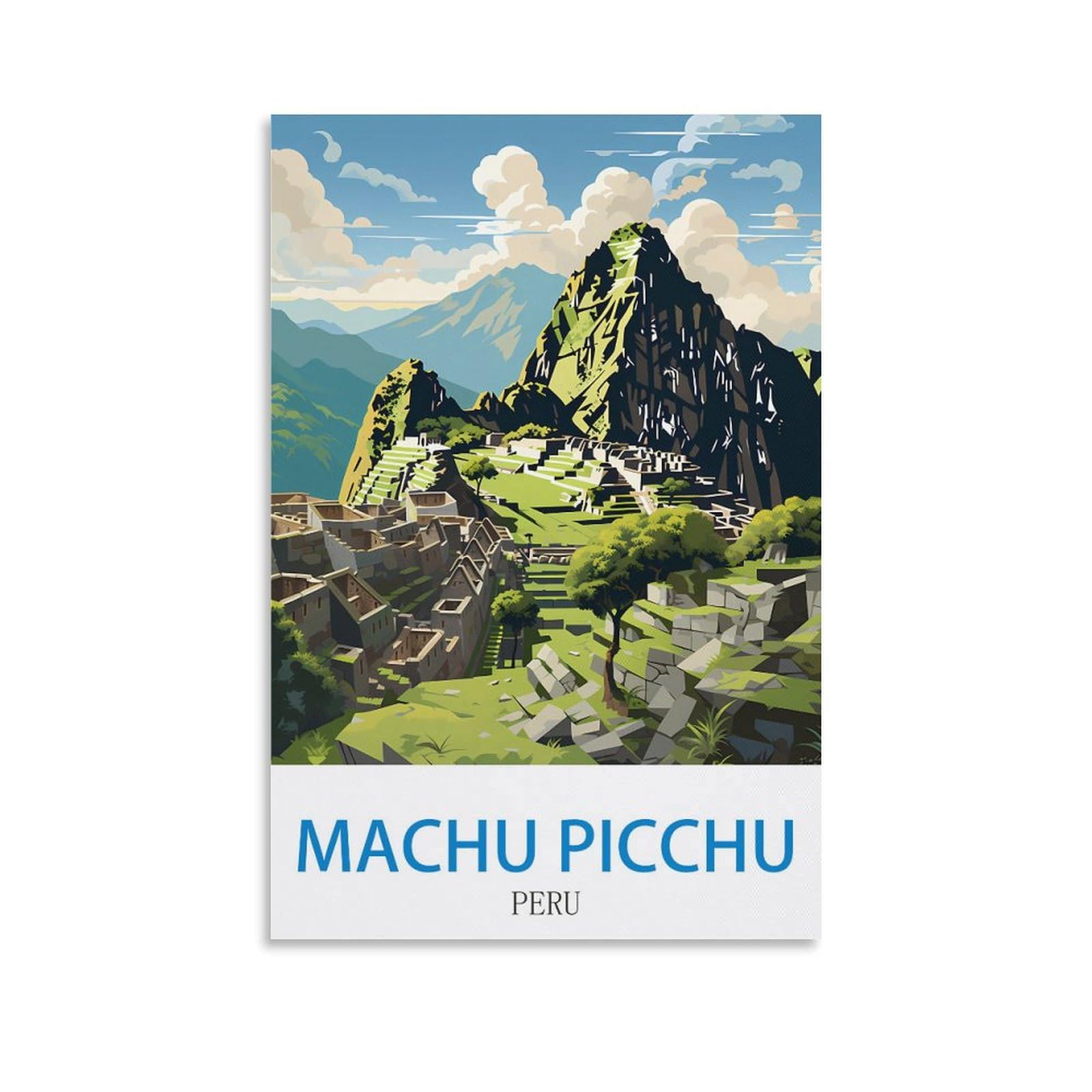 Ndoud Machu Picchu Peru Vintage Travel Poster 16x24inch(40x60cm) Wall Art Picture Print Canvas Painting for Living Room Home Decor