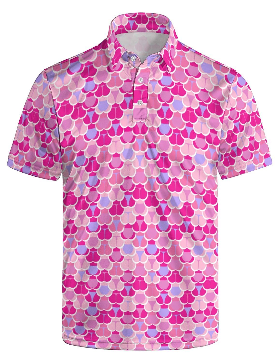 Men's Funny Golf Shirts Hawaiian Polo Shirts 80S Flashes Polo Shirts Funny Hawaiian Beach Summer Golf Polo Shirts