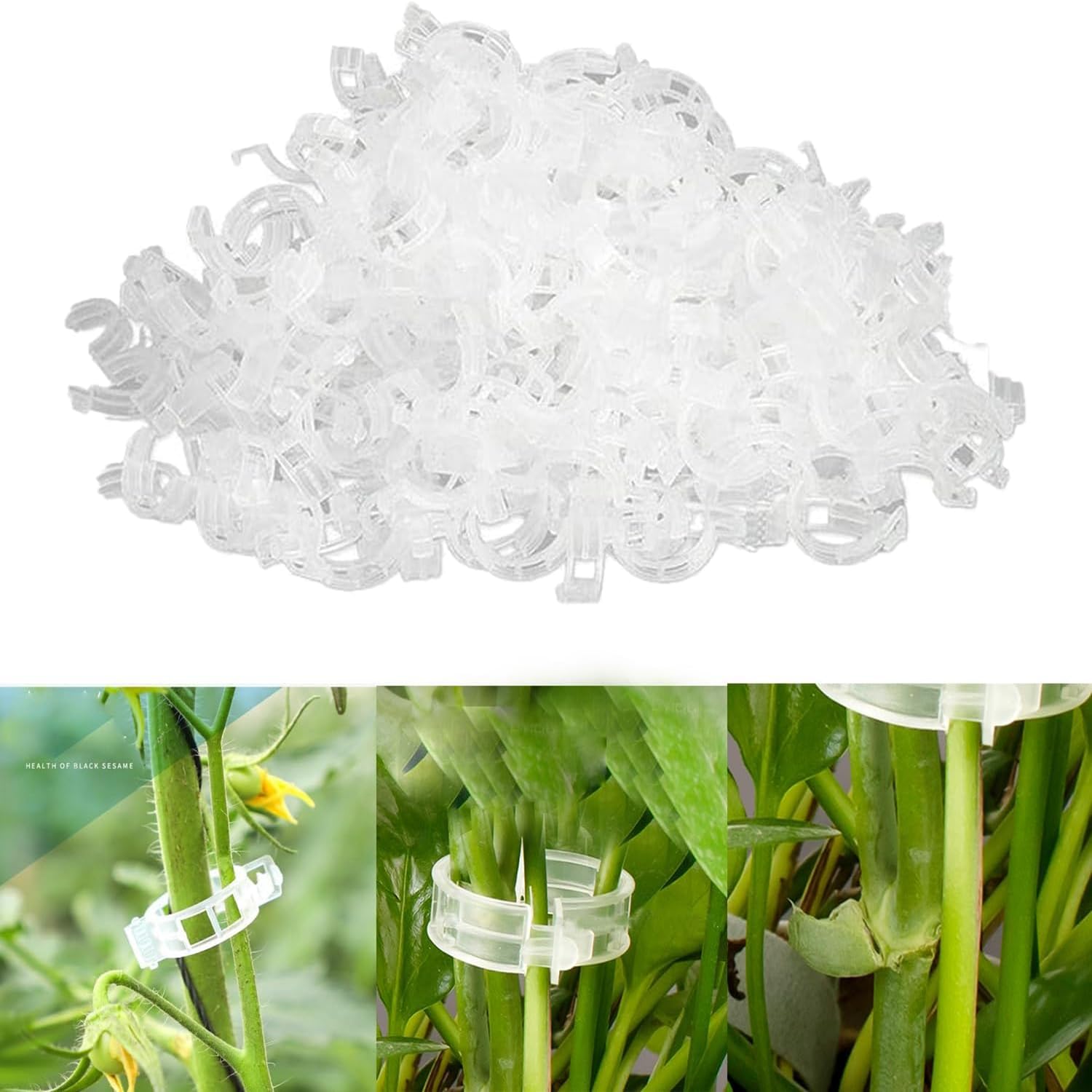 100/200 PCS Plant Support Clips, Plant Clips for Climbing Plants, Garden Clips Plant Support Clips Plant Vine Clips Plant Support Garden Clips Vine Fixing Clip for Plant Flower Vegetable (100, White)