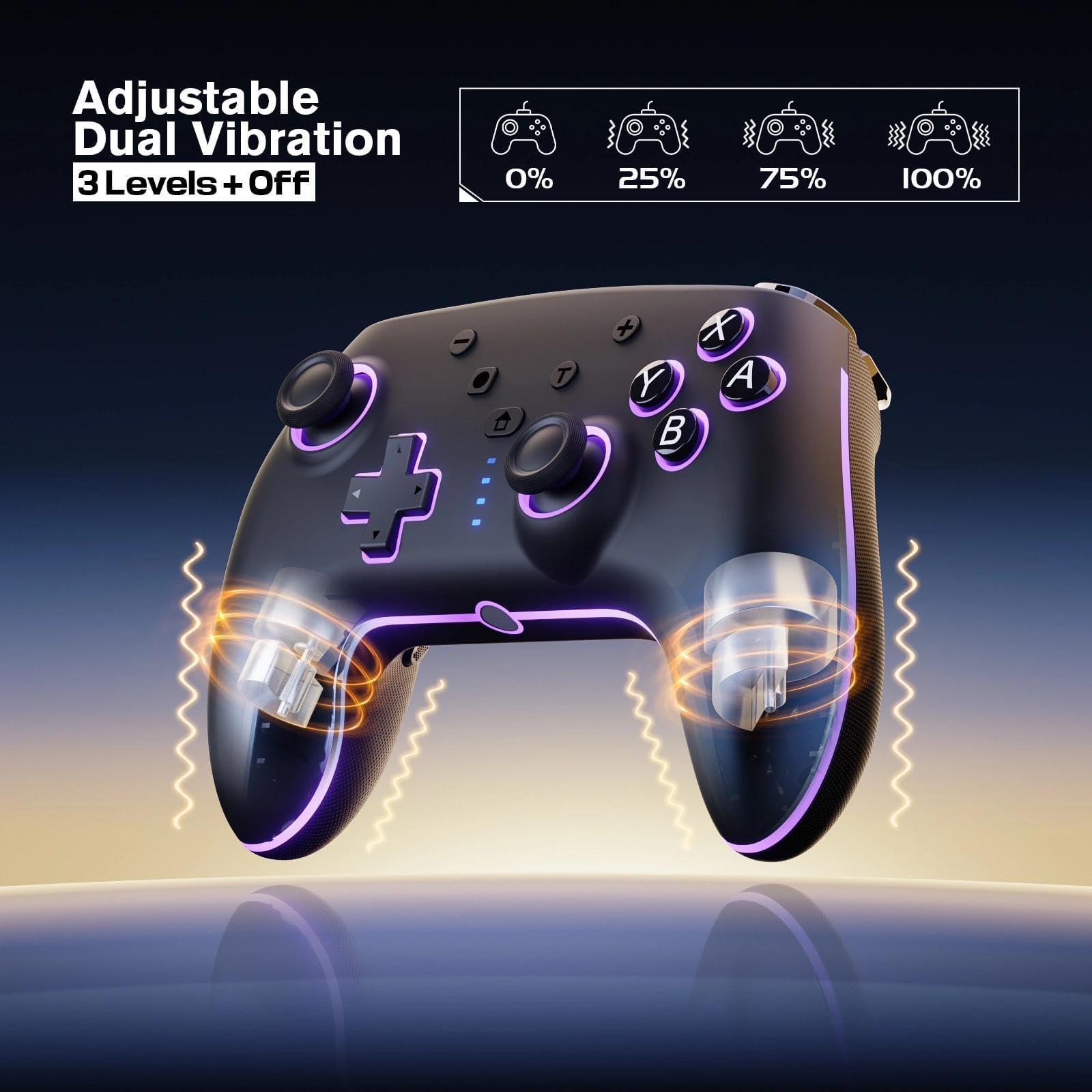 RivalPlay Wireless Controller per Switch con Illuminazione RGB, 2 Pulsanti Macro, Associazione con Un Pulsante, Sensore di Movimento, Funzione Turbo Regolabile, Batteria da 800 mAh