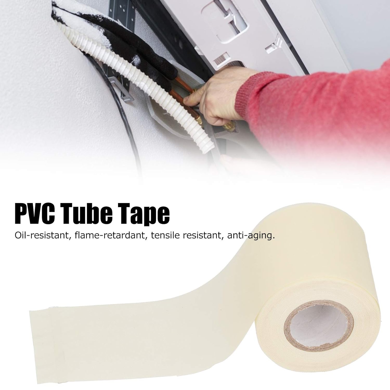 Mini Split Tape, Air Conditioner Pipe Insulation,Insulation Wrapping Tape Resistant Tube Protective Air Conditioner Outside Machine Strap 6cm Width (Beige)