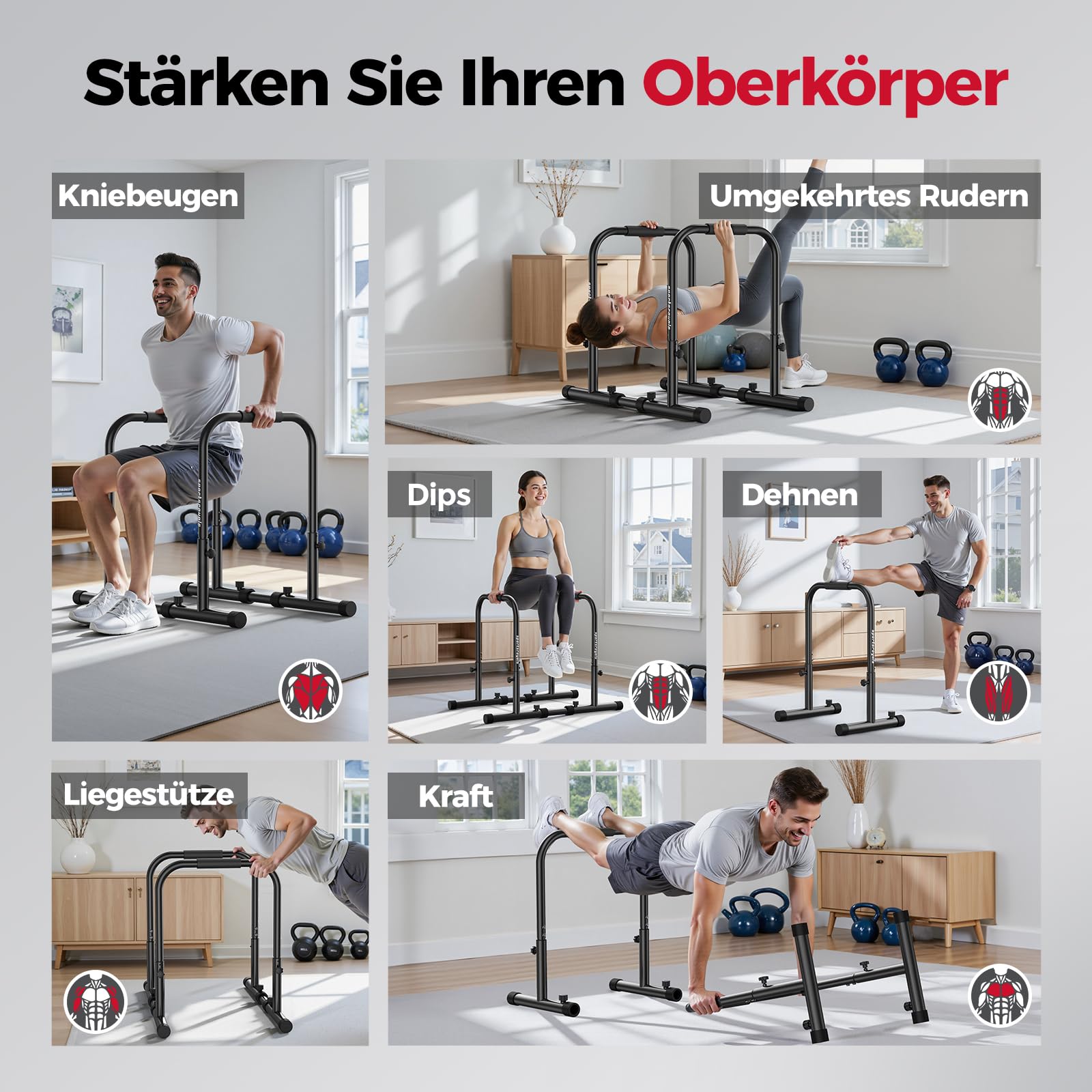 Sportsroyals Power Tower, Dip-Station, Klimmzugstange&Dip Barren mit Doppel-Sicherheitsverbindung