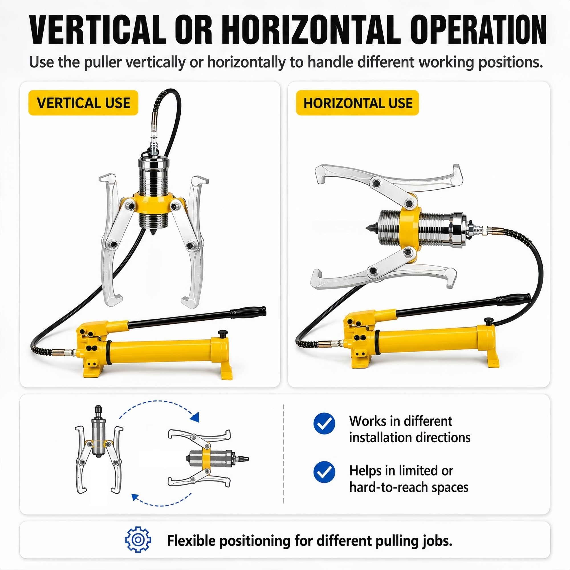 Hydrauliczny ściągacz do przekładni, 5-50 ton, z pompą ręczną, do napraw samochodowych i ciężkich maszyn, wytrzymałe narzędzie do łatwego demontażu