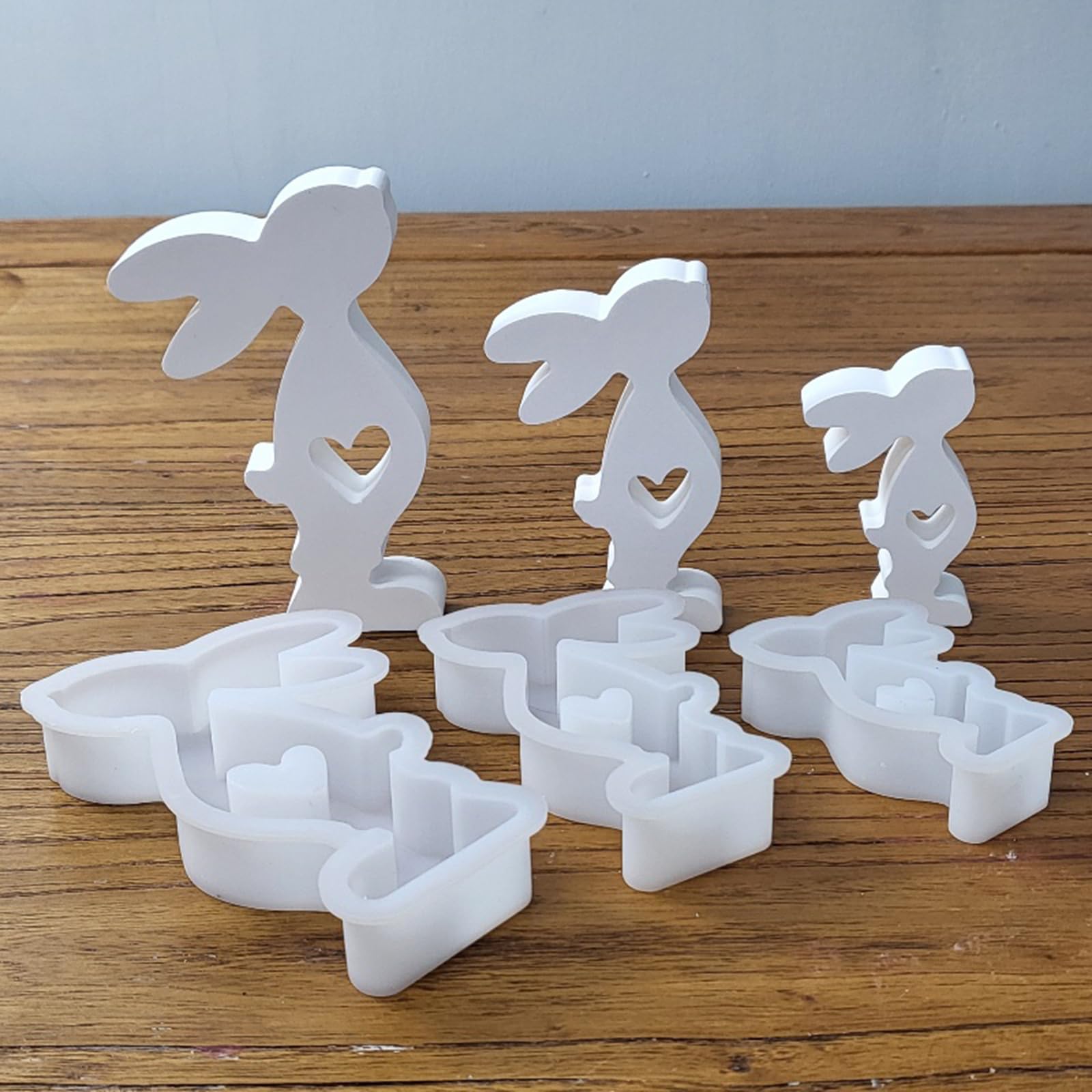 Lot De 3 Moules En Silicone Pour Lapin De Pâques - Moule 3D Pour Pâques - Moule En Silicone Pour Fondant, Plâtre, Cire De Soja, Savon, Artisanat (A