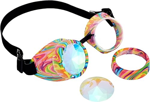 Miniatura 59 de Gafas de caleidoscopio retro con pinchos, gafas de cristal arcoíris steampunk estilo soldadura, gafas de cosplay punk
