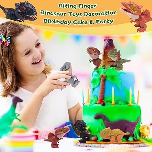 Miniatura 4 de Zwish 6 piezas de juguetes coleccionables de dinosaurios mordedores para exhibición, juego de dinosaurios y figura a presión, novedad creativa de