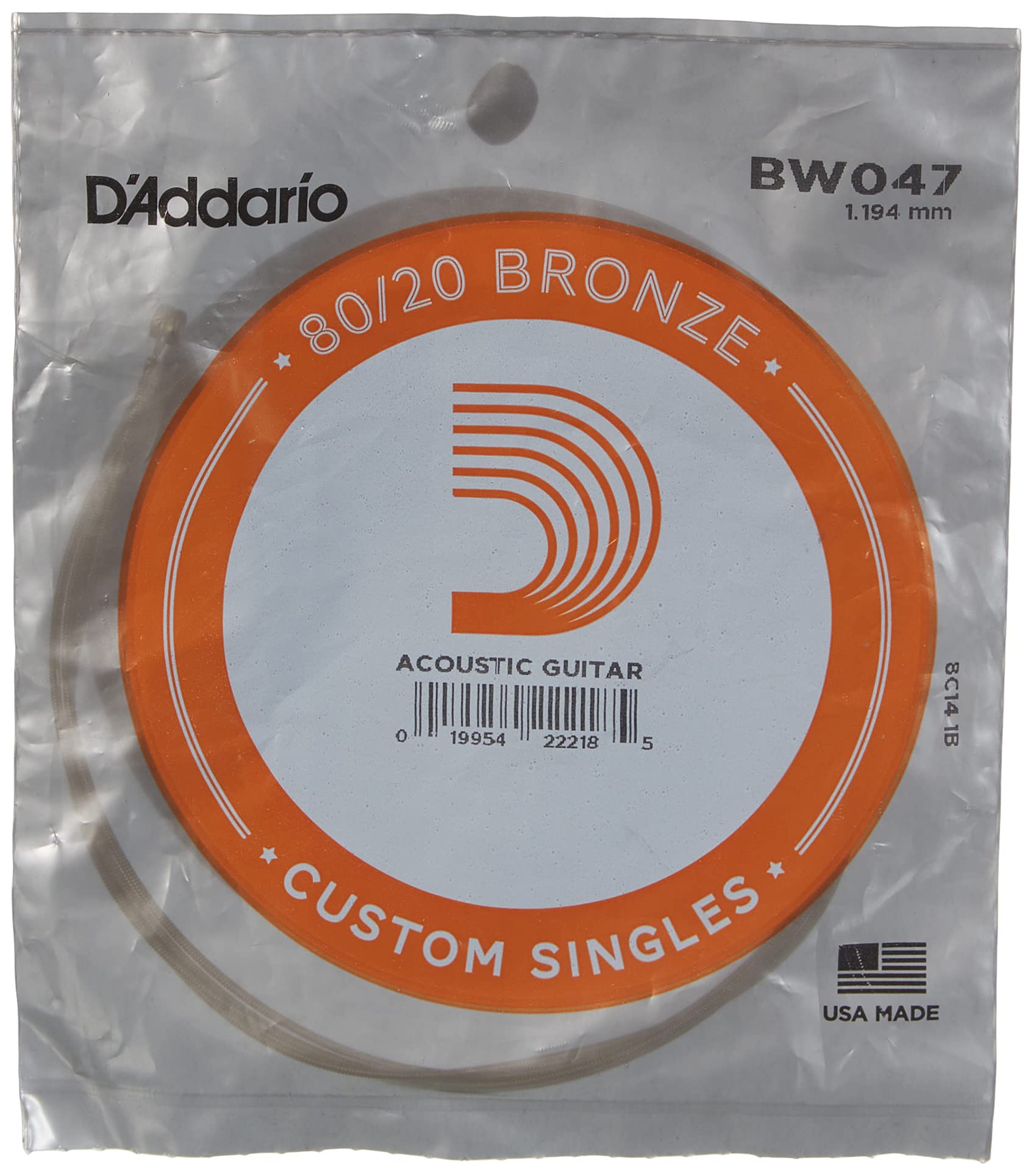 D'Addario Bw047 Akustik Tek Tel, 80/20 Bronze Wound, 047, (Mi) Pak