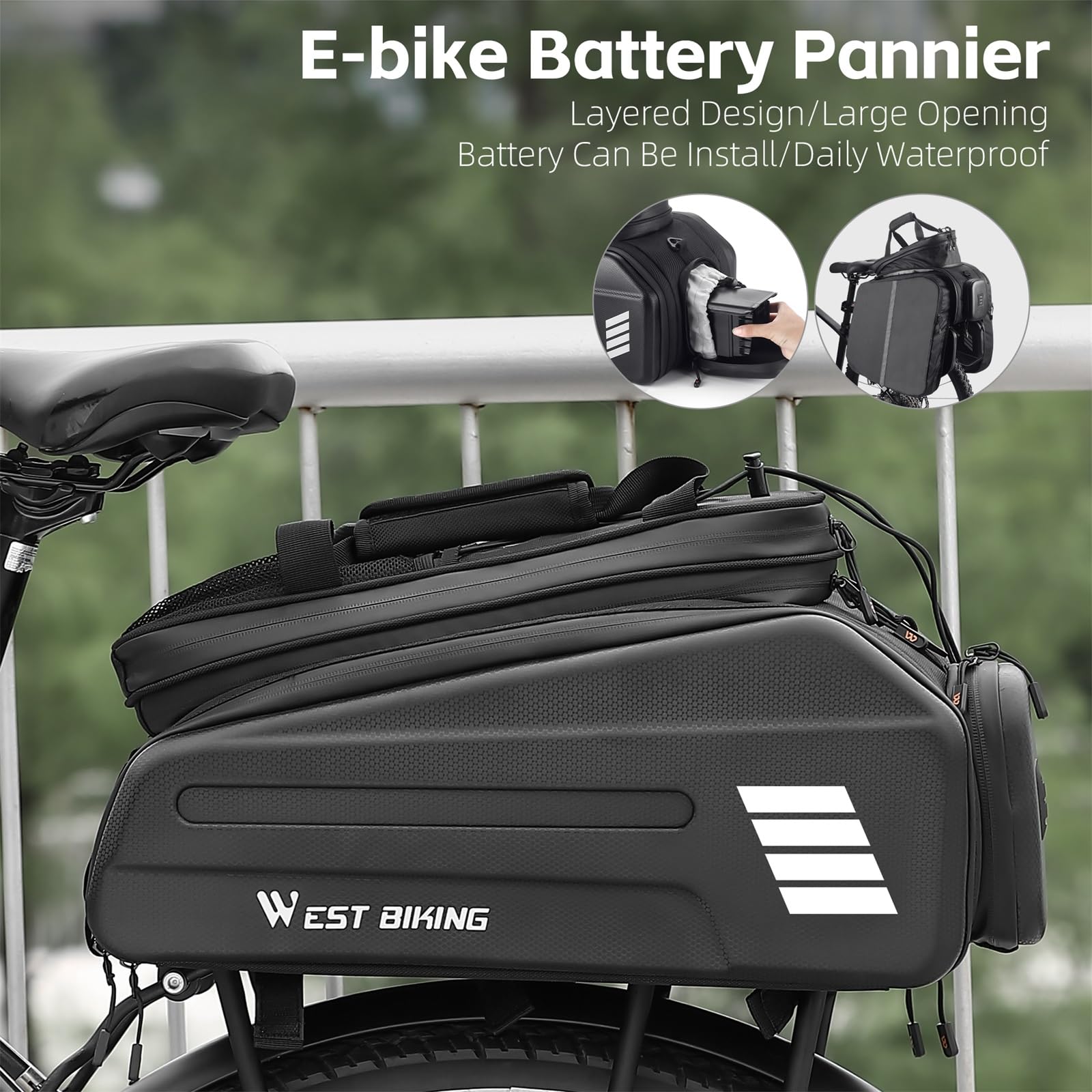 RearSeat Borsa Elettrica Della Bicicletta Batteria Borsa Espandibile Grande Capacità Portabici Rack Sedili Borsa Da Ciclismo Impermeabile