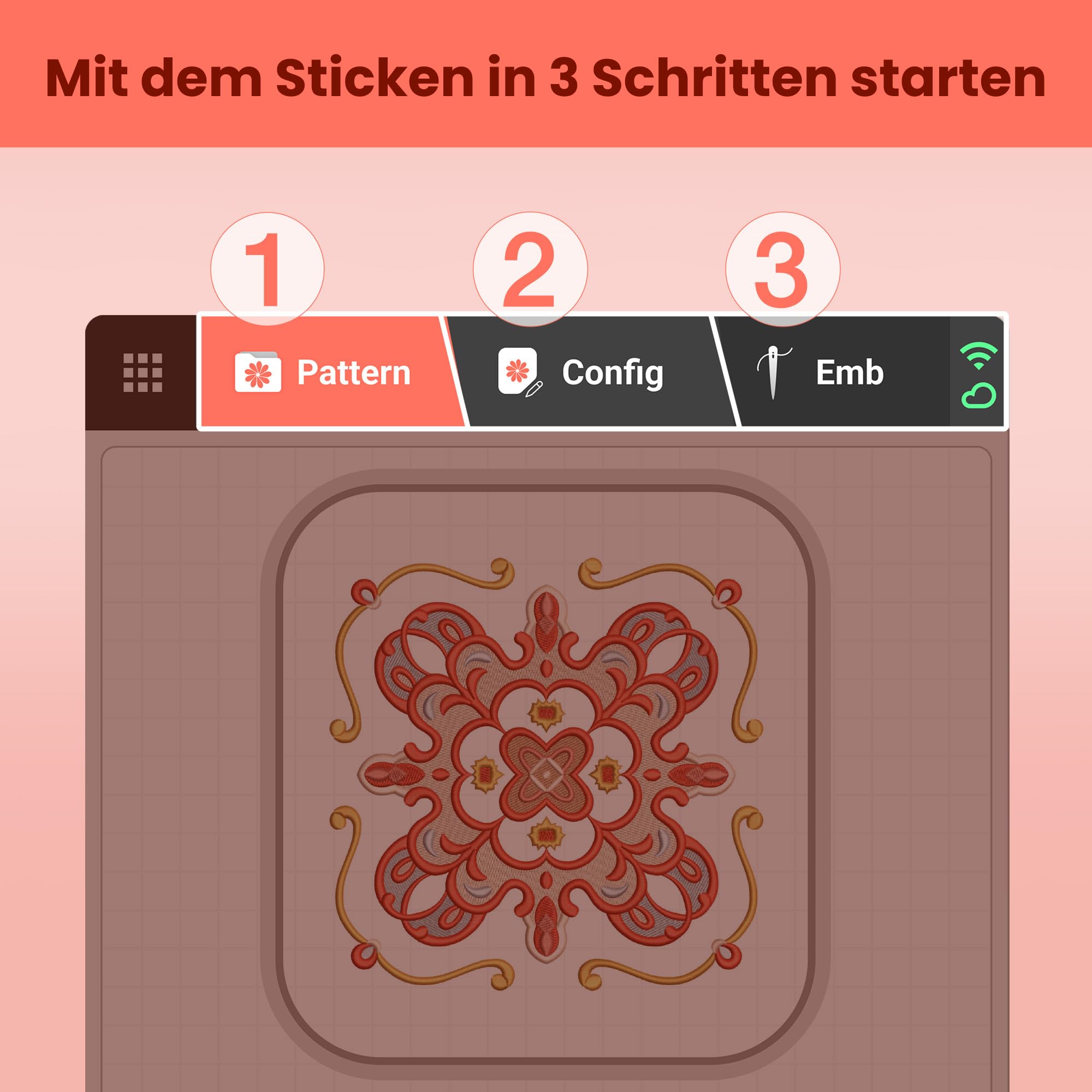 PooLin EOC06 Stickmaschine, Touchscreen, digitale Stickmaschine, Buchstaben und Muster, Embroidery-Maschine, zum Personalisieren von T-Shirts, Poloshirts, Jacken, Hemden, Taschen, Handtüchern und mehr