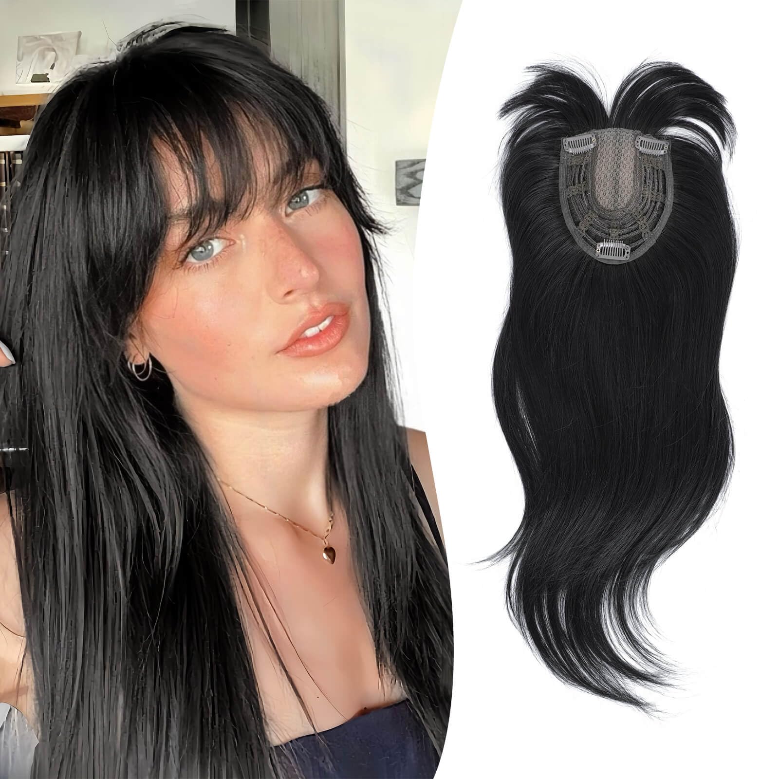 Peonymebeauty 4"X5" Base Clip in Fringe Hair Topper