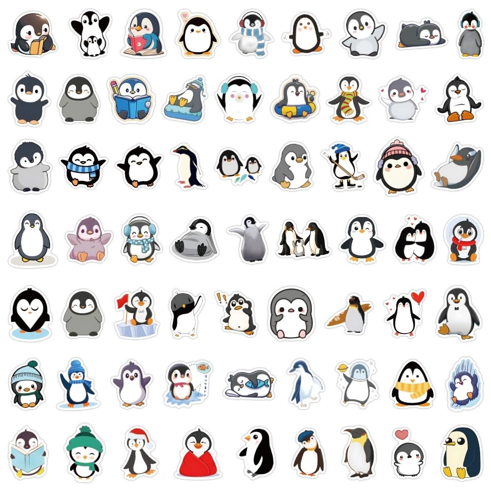 50 Pcs Penguin Stickers for Water Bottle Waterproof Sticker for Laptop Skateboard Phone Car Decals for Teens Adults for Party Favors Supplies Decor (Kawaii Penguin Stickers) - Image 2