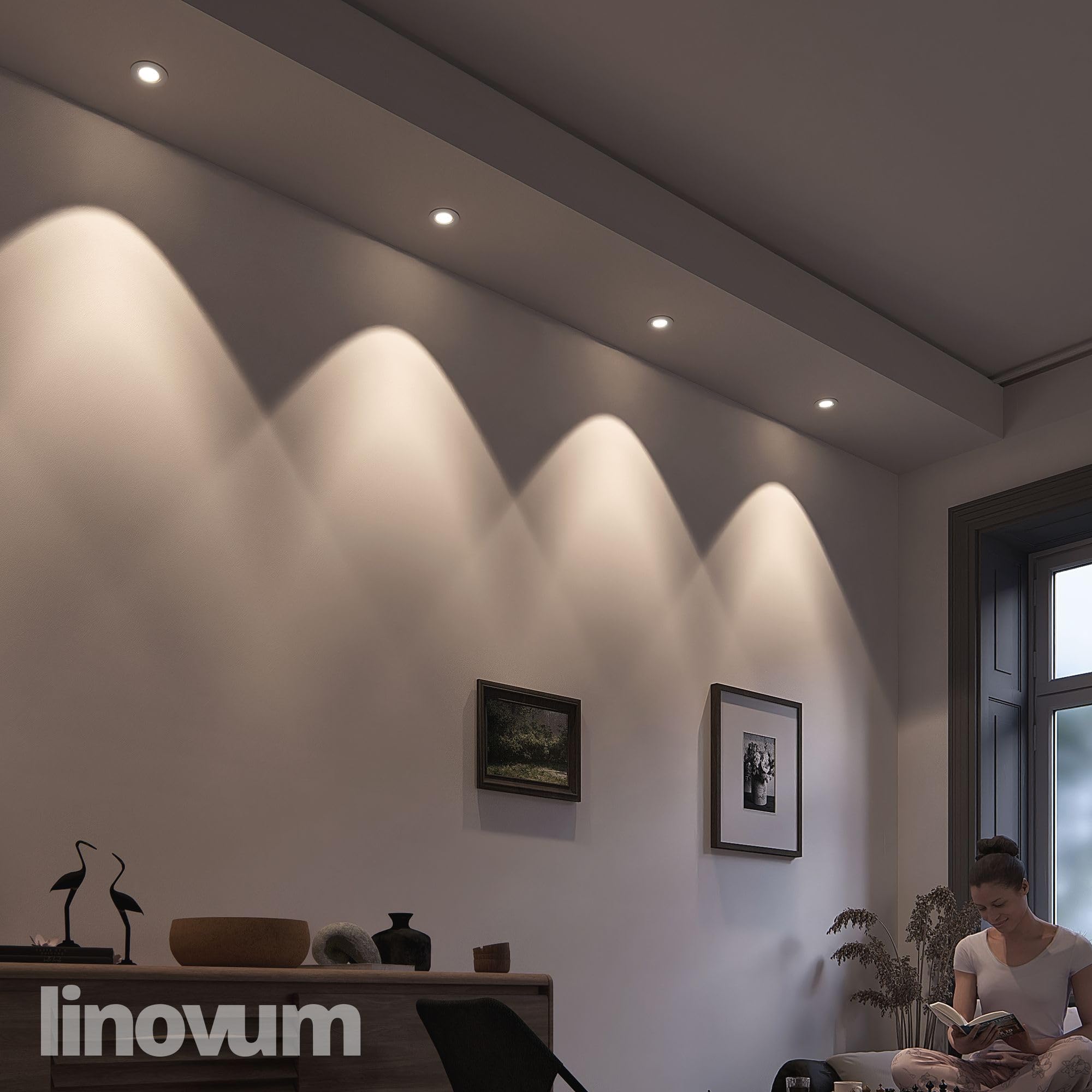 linovum 10er Set Einbaustrahler LED GU10 230V - runde Einbauspots Edelstahl gebürstet Optik inkl. LED GU-10 neutralweiß 3W