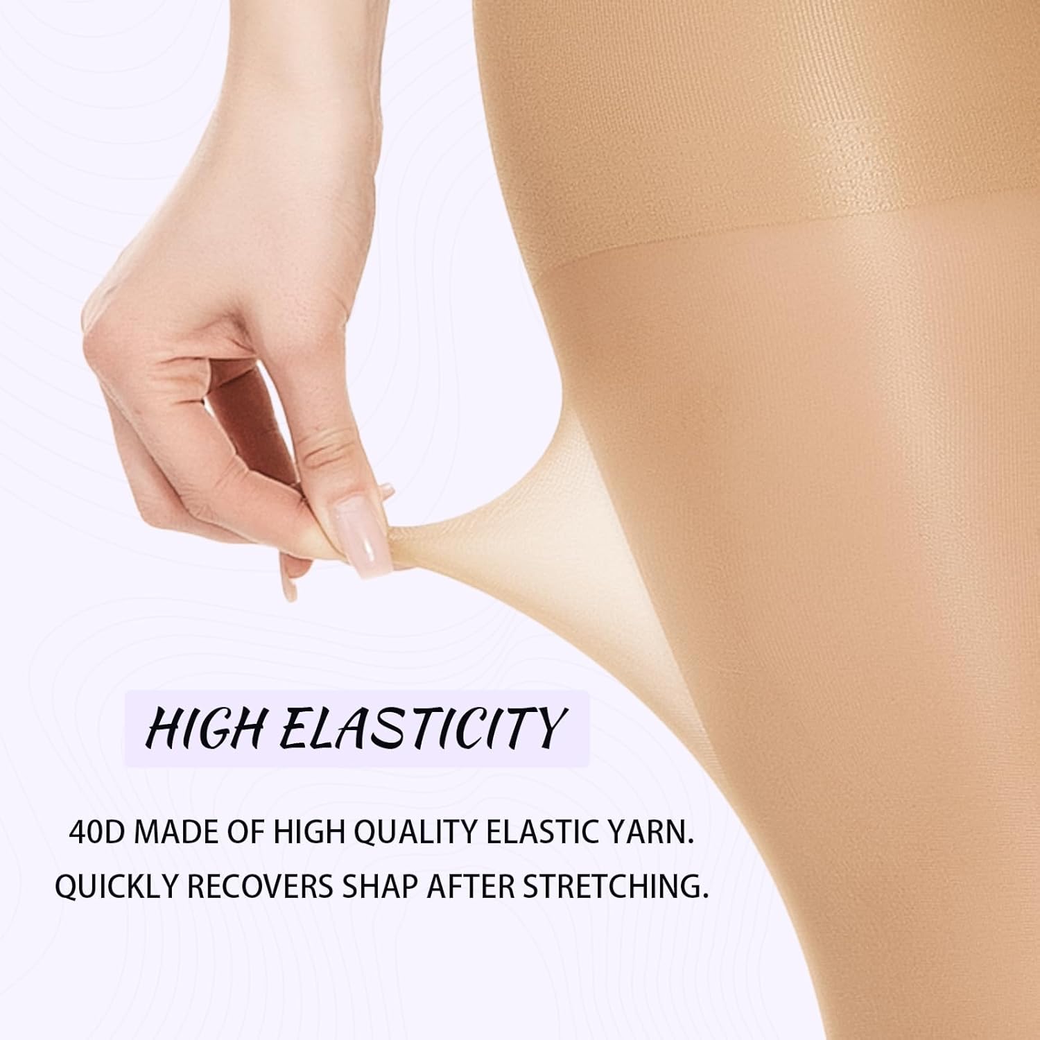 2 Pairs Control Top Pantyhose for Women, 40 Deneier Sheer Tights Tummy Control Stockings with Rip Resistant Toes - Image 5