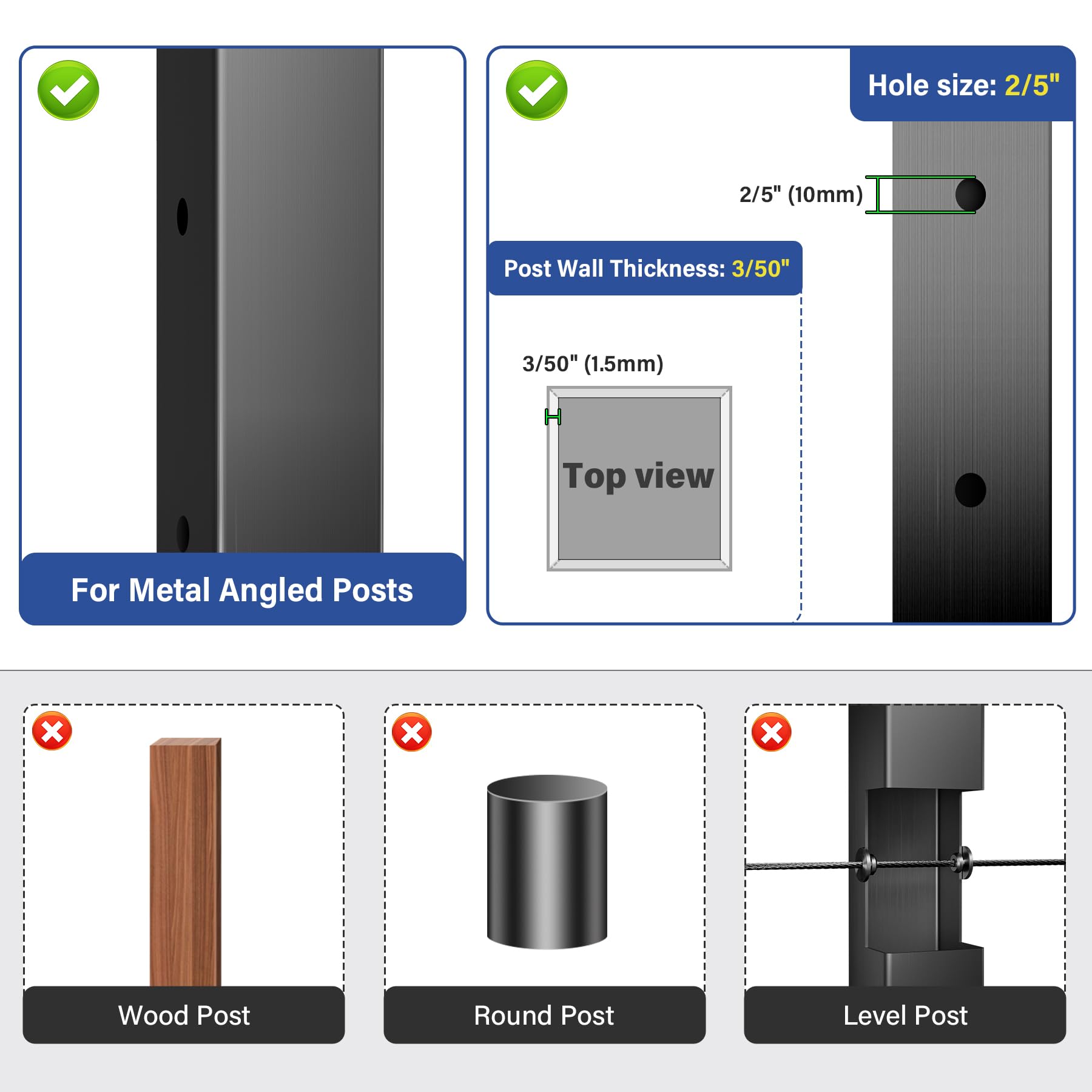 Snapklik.com : Fulifix 20Pack Black Cable Railing Angled Protector ...