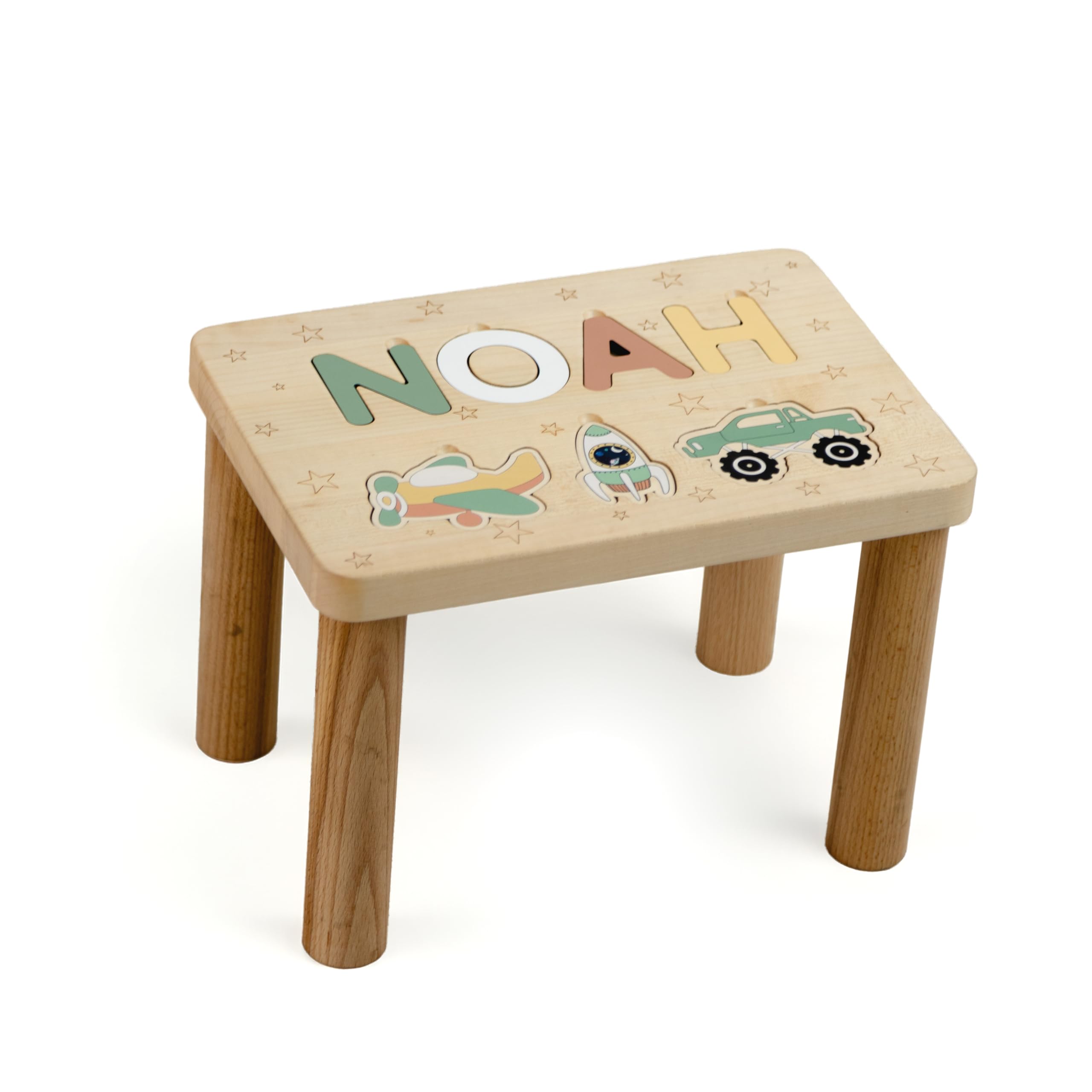 Wooden Name Step Stool, Toddler Stool Personalized, Birthday Gifts For Kids, Toddler Chair, Baby Boy Gift 1 2 3 Year Old, Name Puzzle Stool
