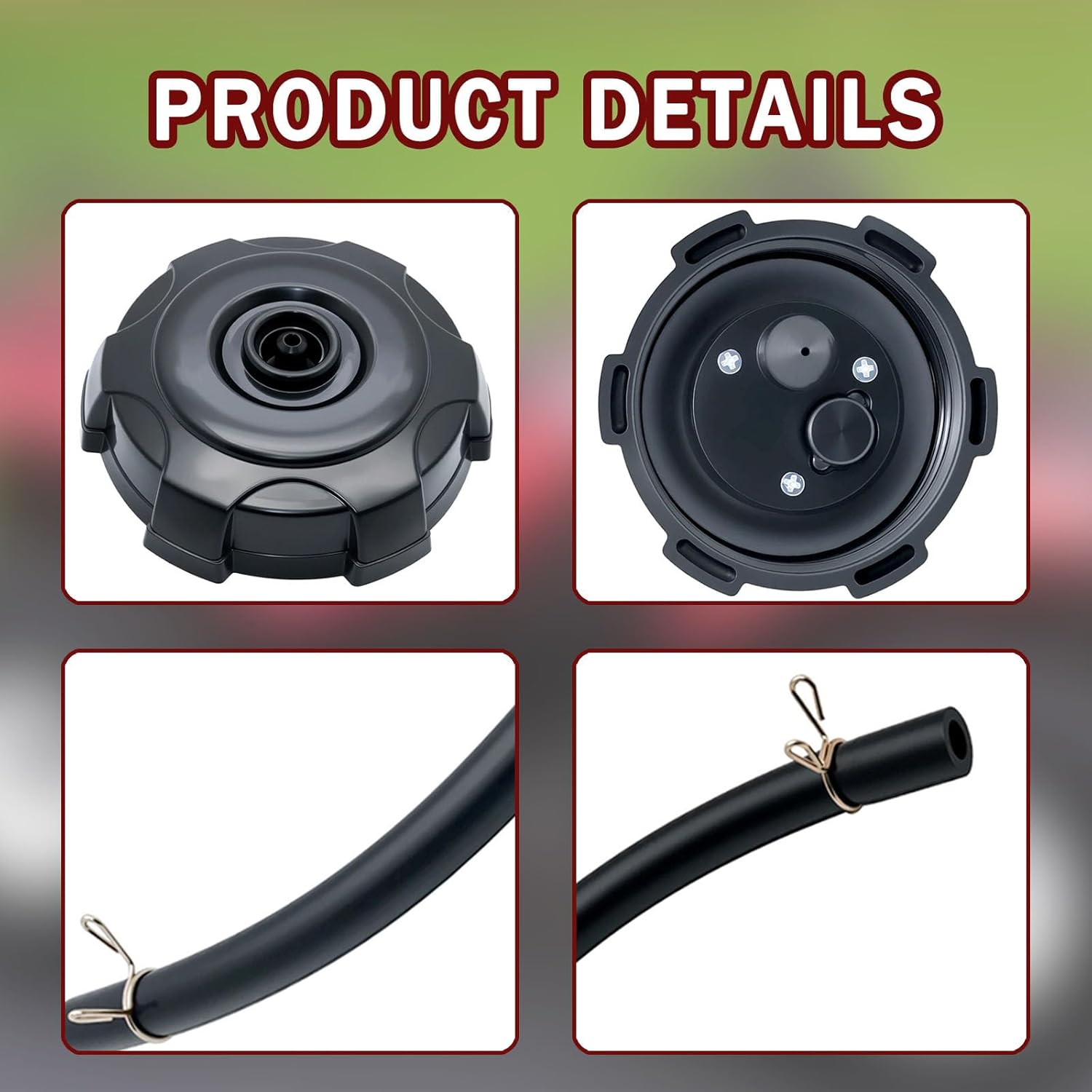 Fuel Tank Cap Fit for 1988-2011 Kawasaki Bayou 220 250 300 400, 2001-2003 Lakota 300, 1997-2013 Prairie 300 400 360 Replace 51048-1133 51048-1129 51048-1127 51048-1090, with Black Tube