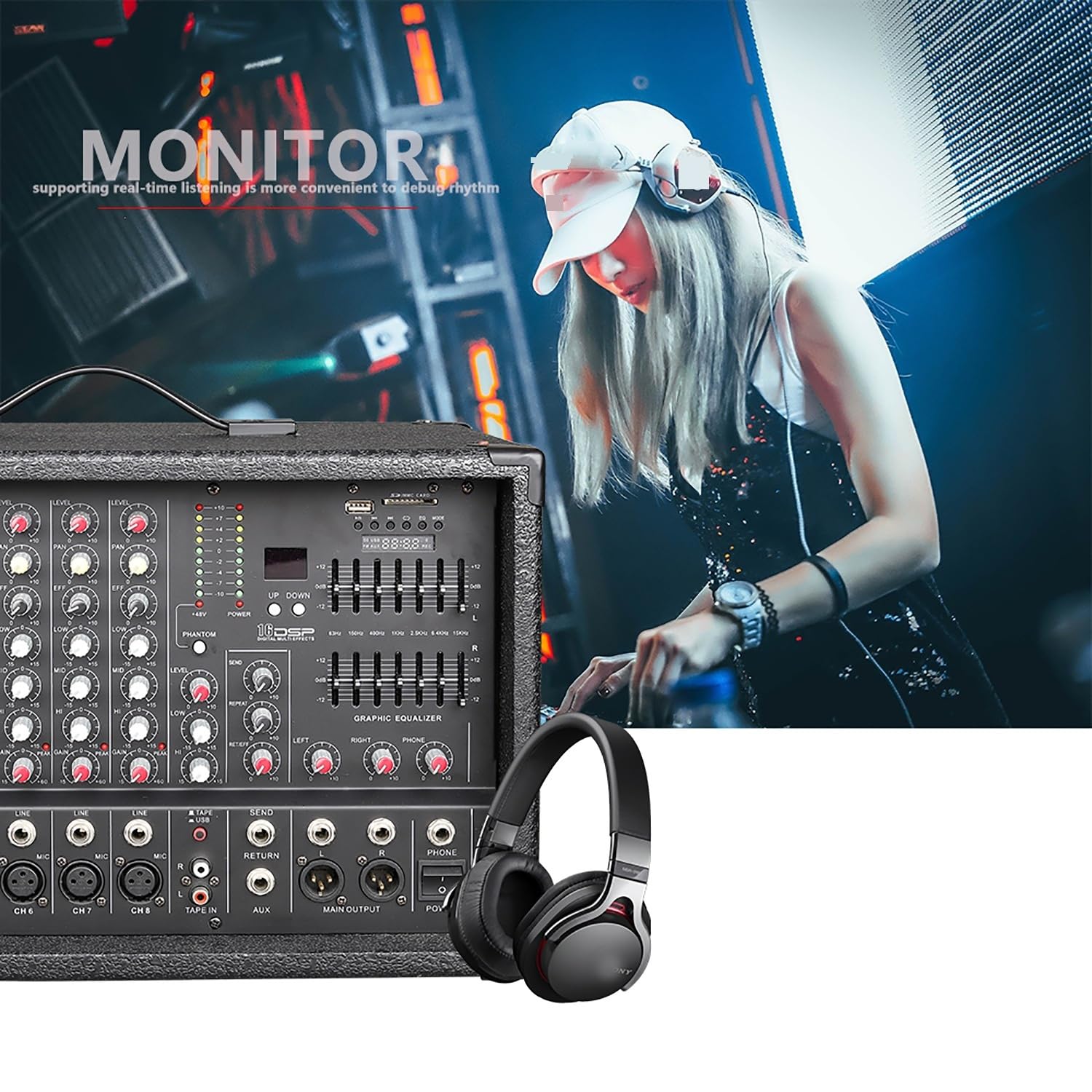 DJ-Controller, Professioneller Hochleistungsmixer EB8 im Kastenformat mit Leistungsverstärker. 8 Kanäle mit Leistungsverstärker