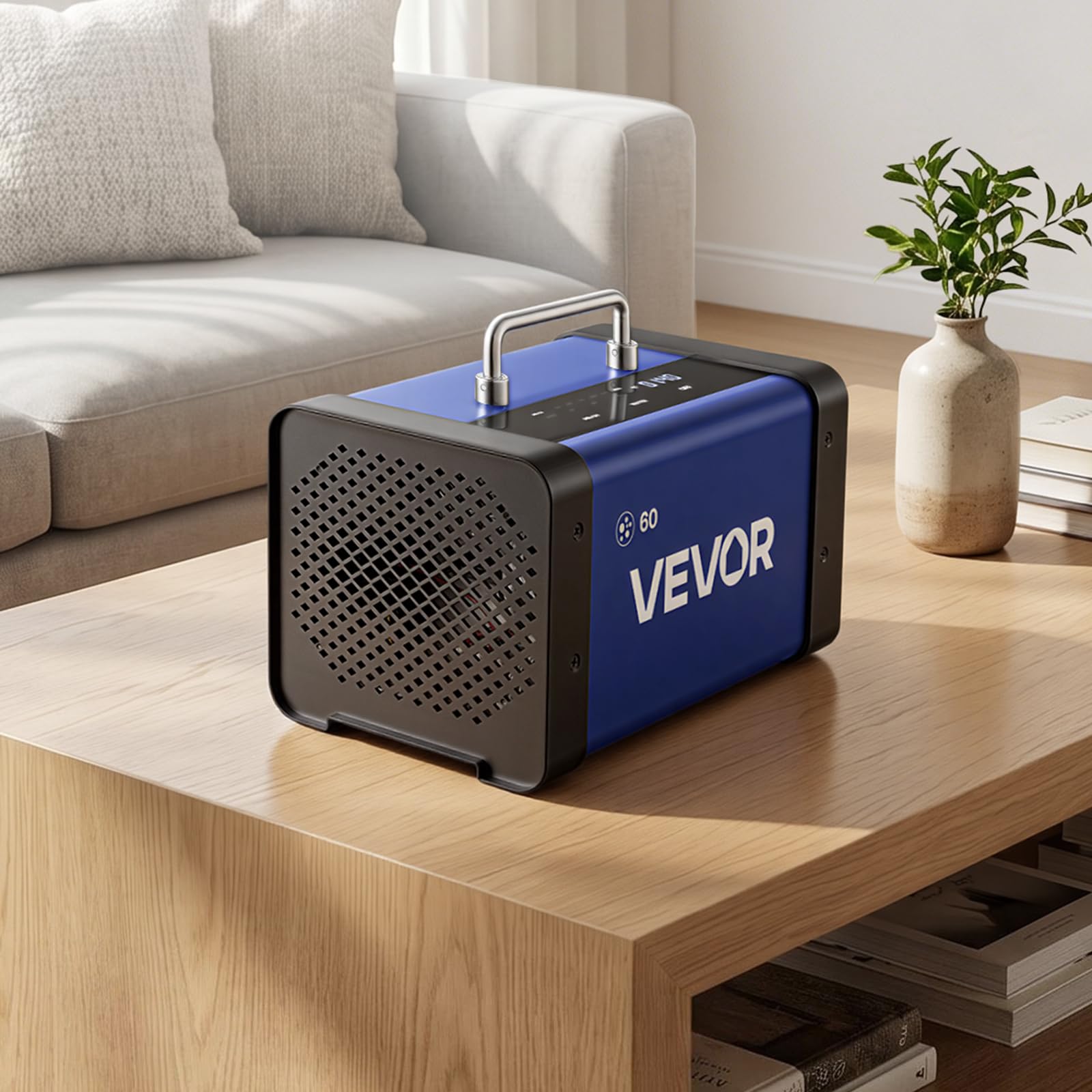 VEVOR Generatore di Ozono Professionale 60000 mg/h, Ozonizzatore Commerciale con Avvio Ritardato di 15 s, Modalità Acqua con Doppio Tubo, Touchscreen LCD, per Auto, Animali Domestici, Fino a 450 m²