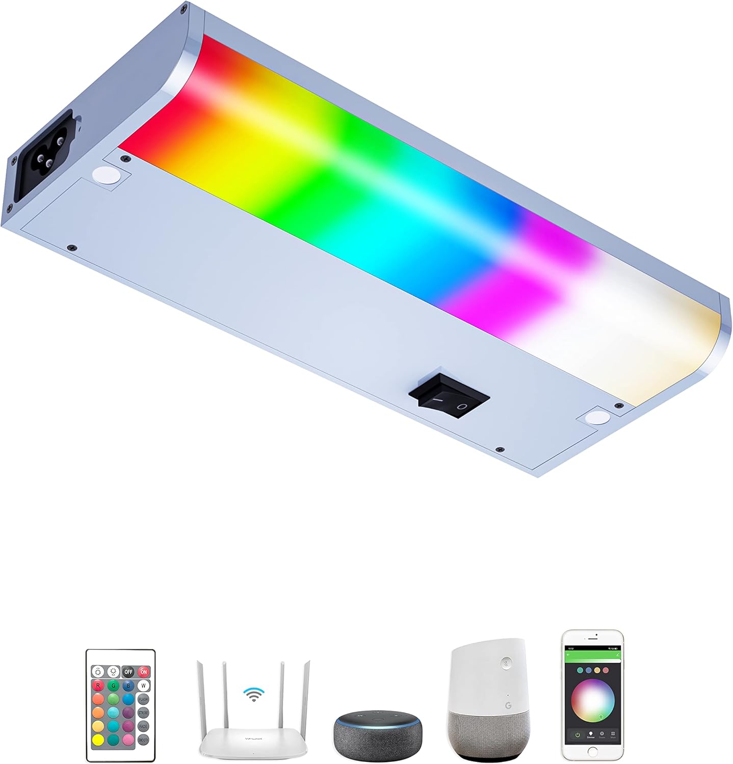 LED Smart Under Cabinet Lights Hardwired or Plug in White and Color Ambiance Dimmable with Remote Control Work with Amazon Alexa, Google App Controlled Under Counter Lighting (12 Inch) LED Smart Under Cabinet Lights Hardwired or Plug in White and Color Ambiance Dimmable with Remote Control Work with Amazon Alexa, Google App Controlled Under Counter Lighting (12 Inch)
