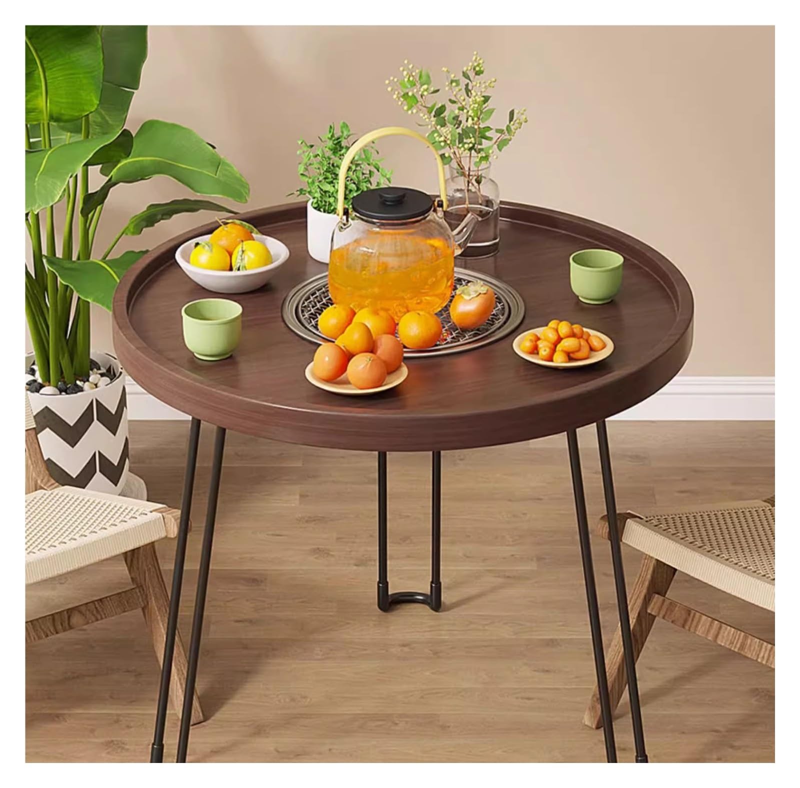 Table pliante camping motifs cactus avec réchaud de cuisson