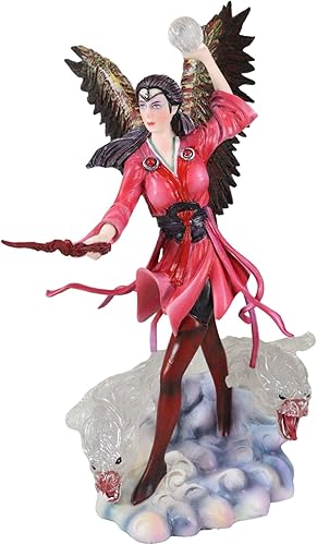 Ebros Gift Anne Stokes Fantasy Art Air Elemental Mago Mago Hechicera Doblando el Viento con Elementales Acrílicos Figura Coleccionista Ángel Hada