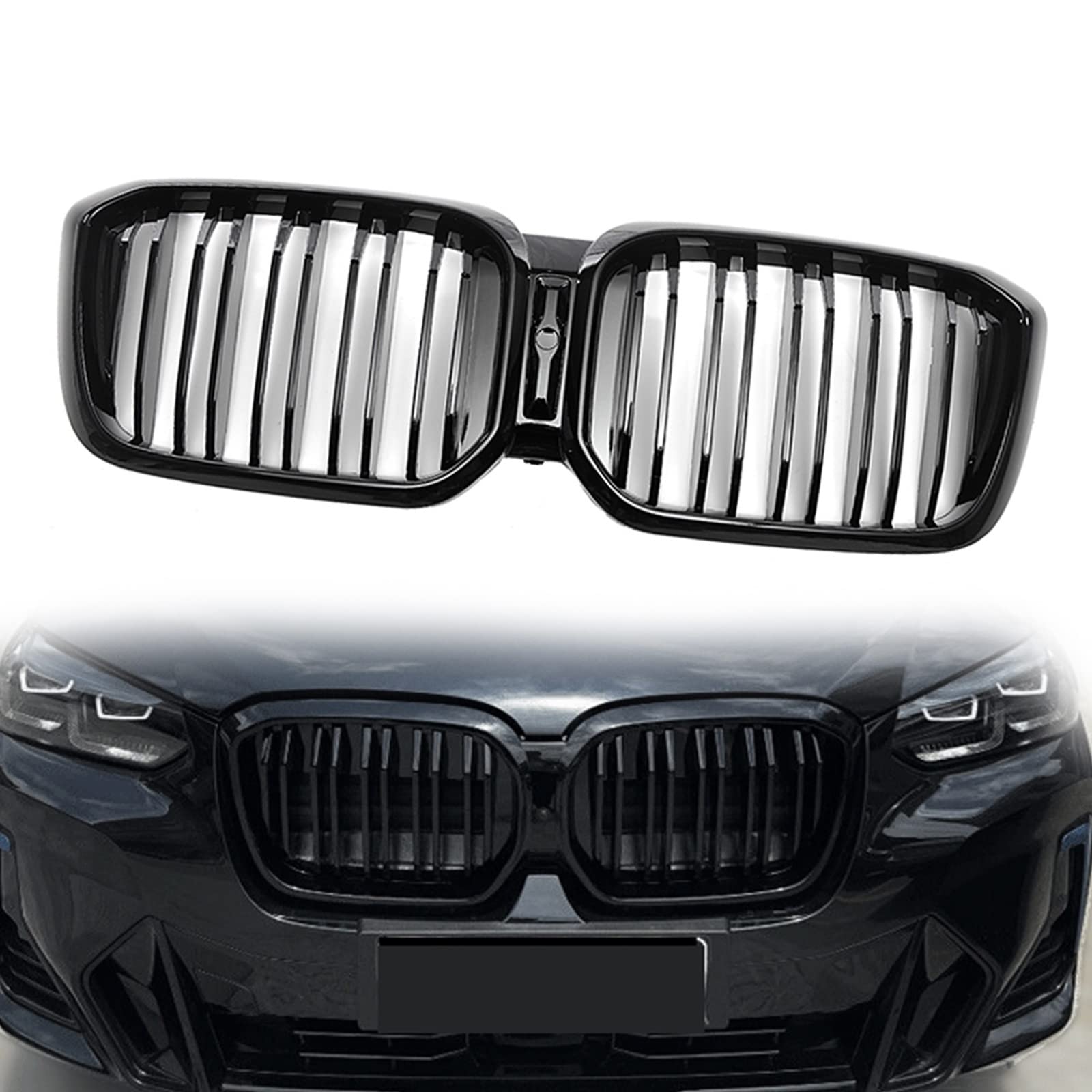 Calandre double ligne noir brillant avec maille de radiateur supérieure pour X3 X4