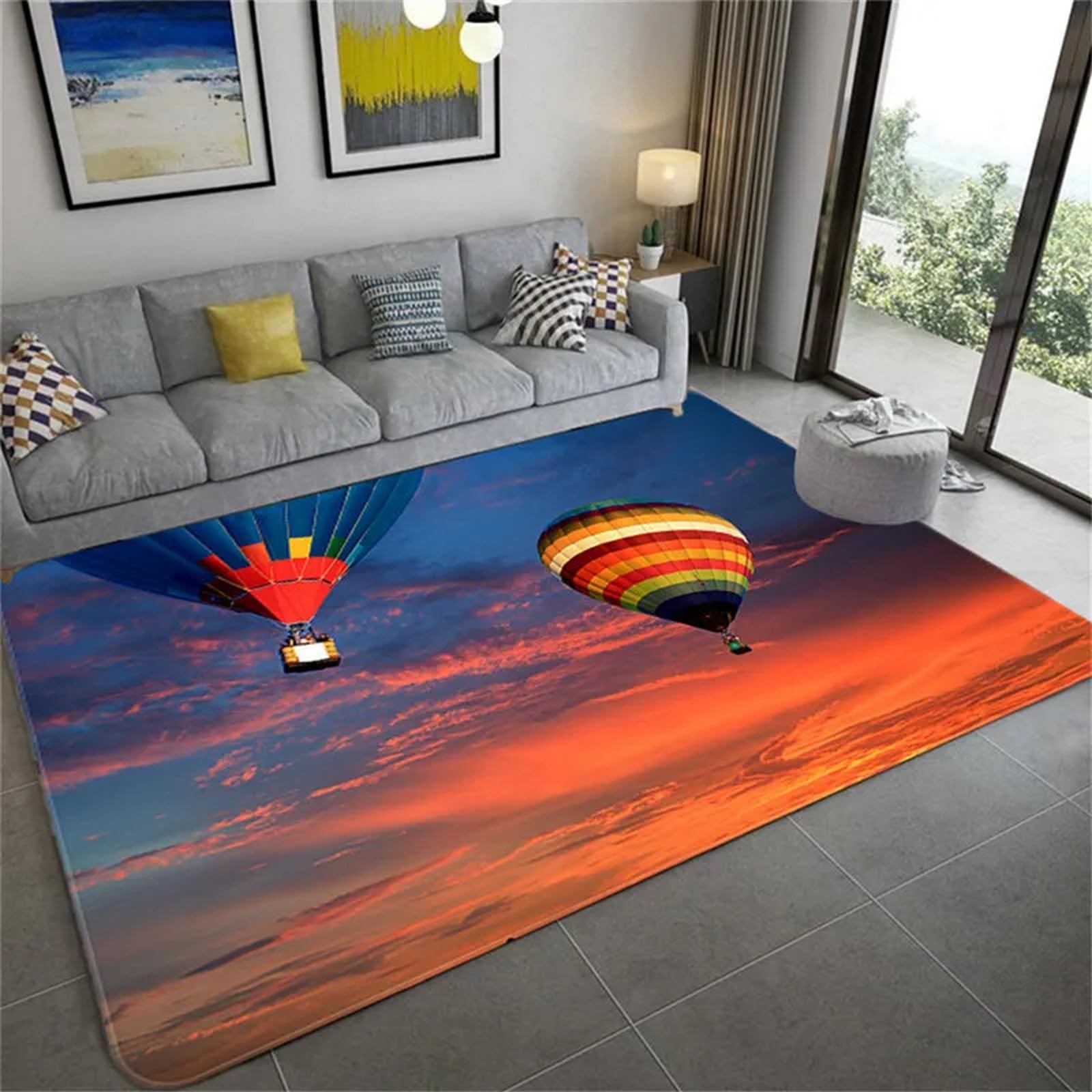 Tapis de chambre style moderne montgolfière pour intérieur