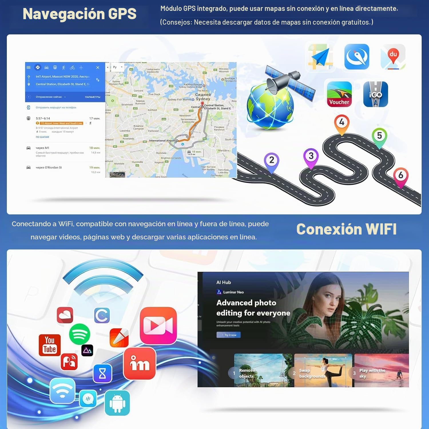 4+64G Android 14 Autoradio Navi Compatible con VW T6 Transporter Multivan 2016-2022 con Carplay Android Auto Pantalla táctil de 9 pulgadas Reproductor de radio Navegación GPS Unidad principal con WLAN